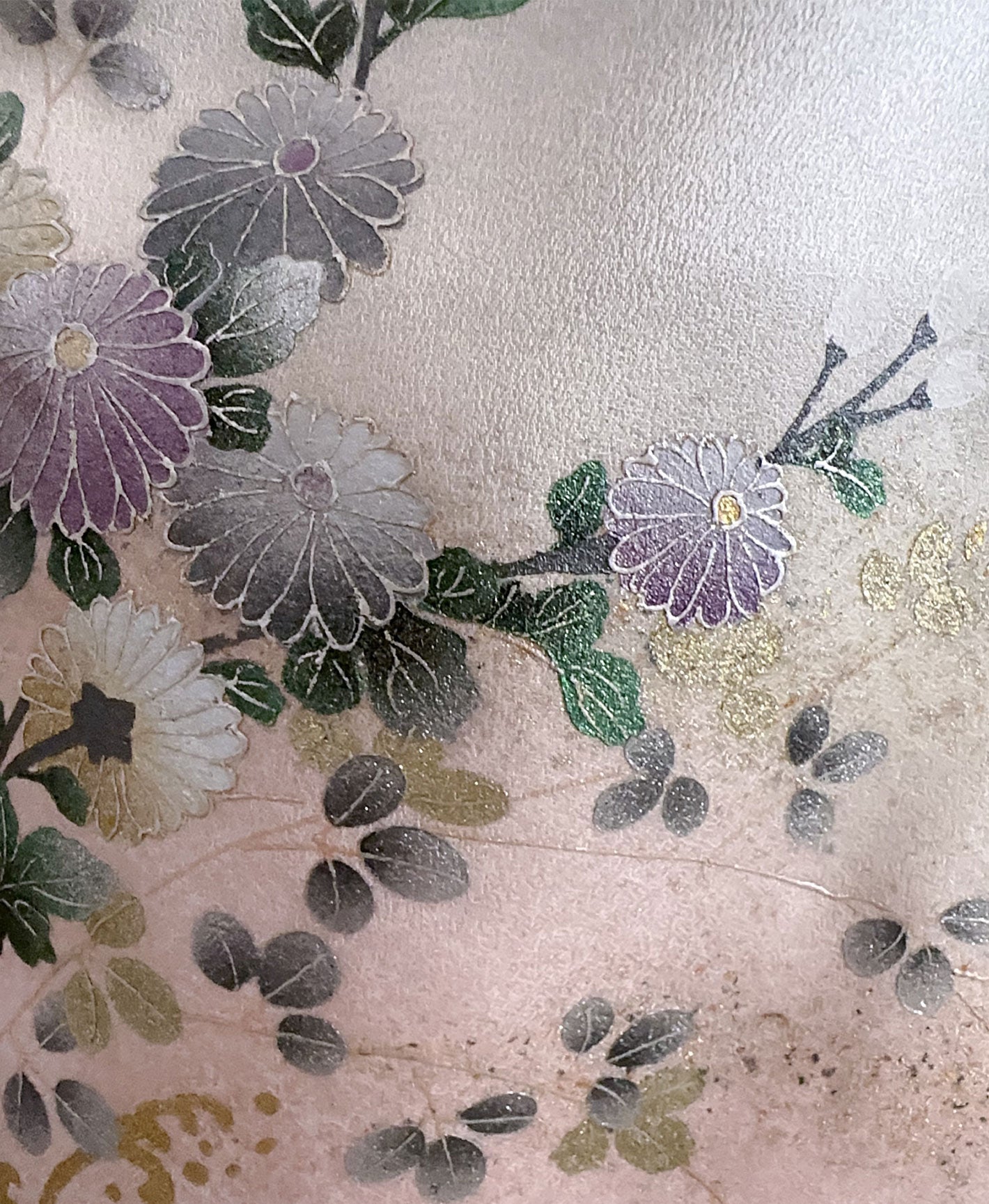 白梅鼠 灰系 暈し染め 螺鈿 松 竹 梅 吉祥花草 訪問着 着物レンタル