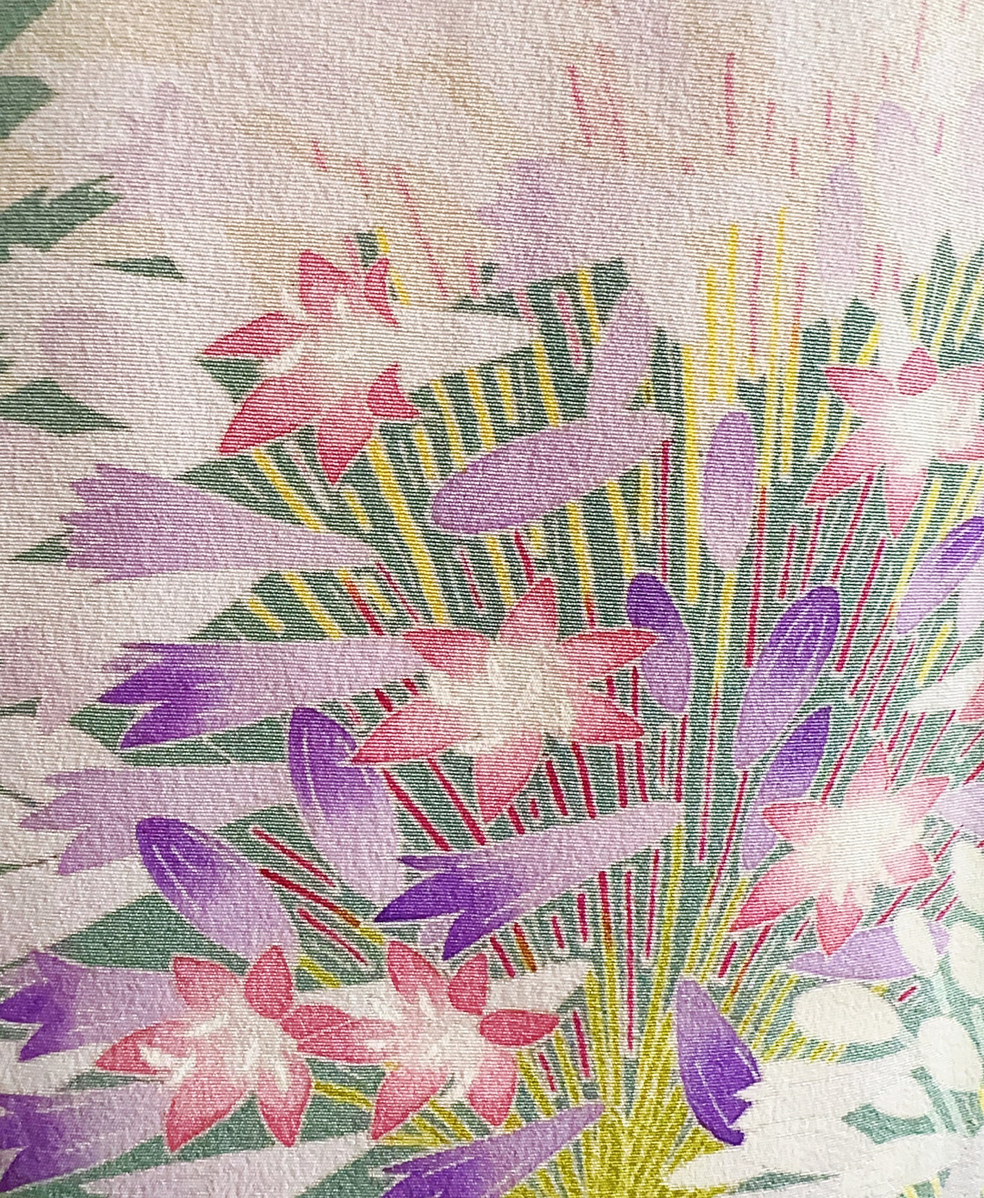 肌色 黄系 暈し染め 友禅 作家物 手描き 花草 訪問着 着物レンタル