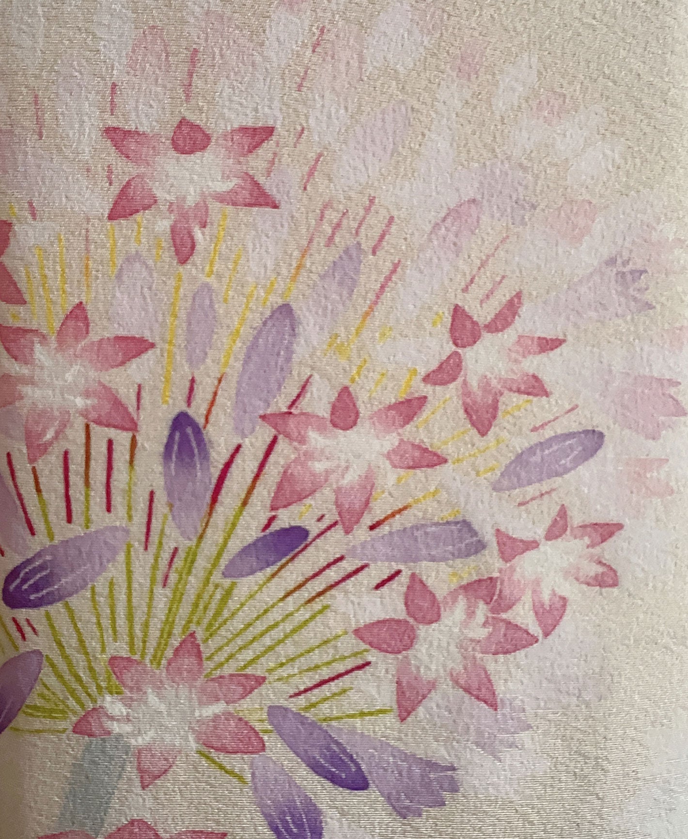 肌色 黄系 暈し染め 友禅 作家物 手描き 花草 訪問着 着物レンタル