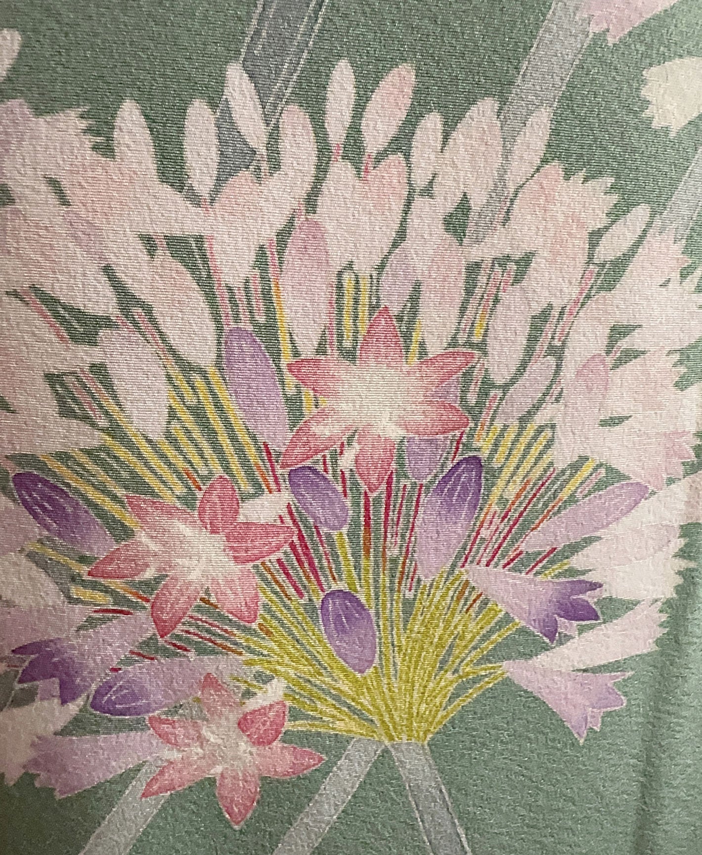 肌色 黄系 暈し染め 友禅 作家物 手描き 花草 訪問着 着物レンタル