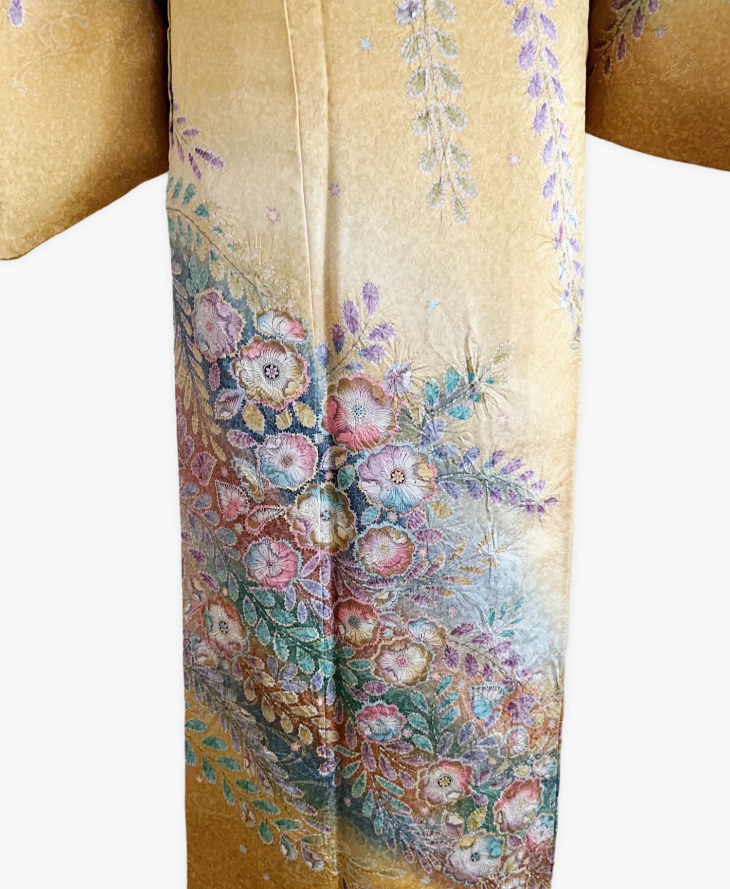 山吹茶 黃色系 暈し染め 金彩 手描き 絞り 辻が花 訪問着 着物レンタル