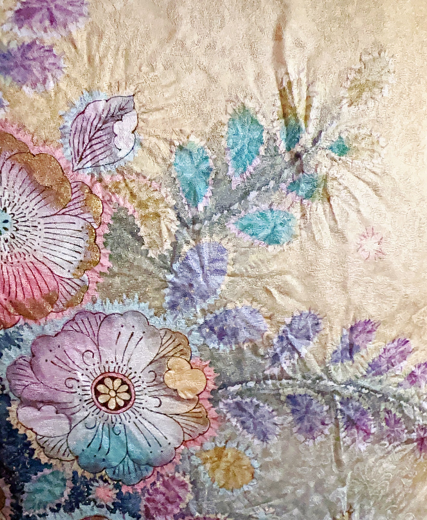 山吹茶 黃色系 暈し染め 金彩 手描き 絞り 辻が花 訪問着 着物レンタル