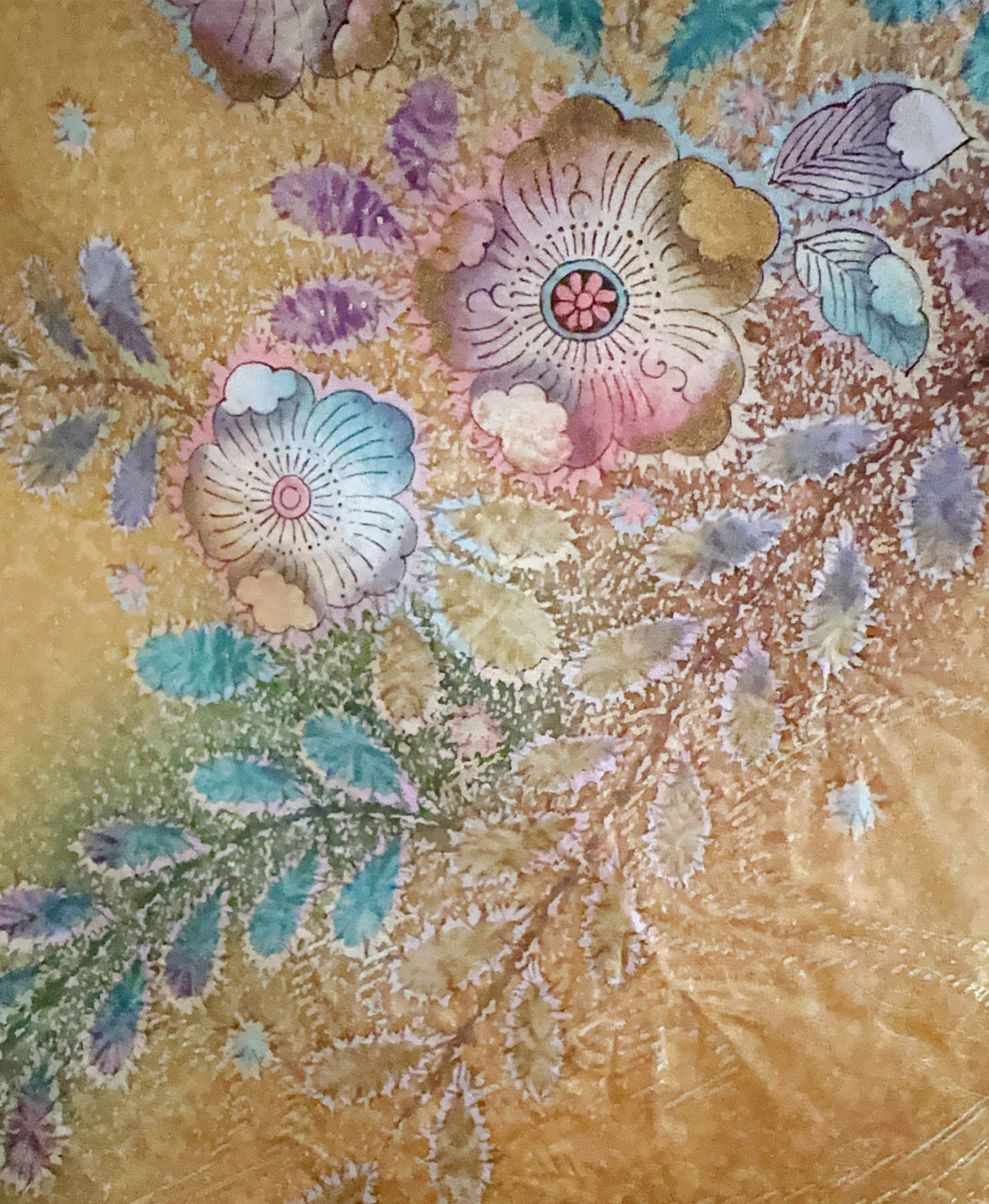 山吹茶 黃色系 暈し染め 金彩 手描き 絞り 辻が花 訪問着 着物レンタル