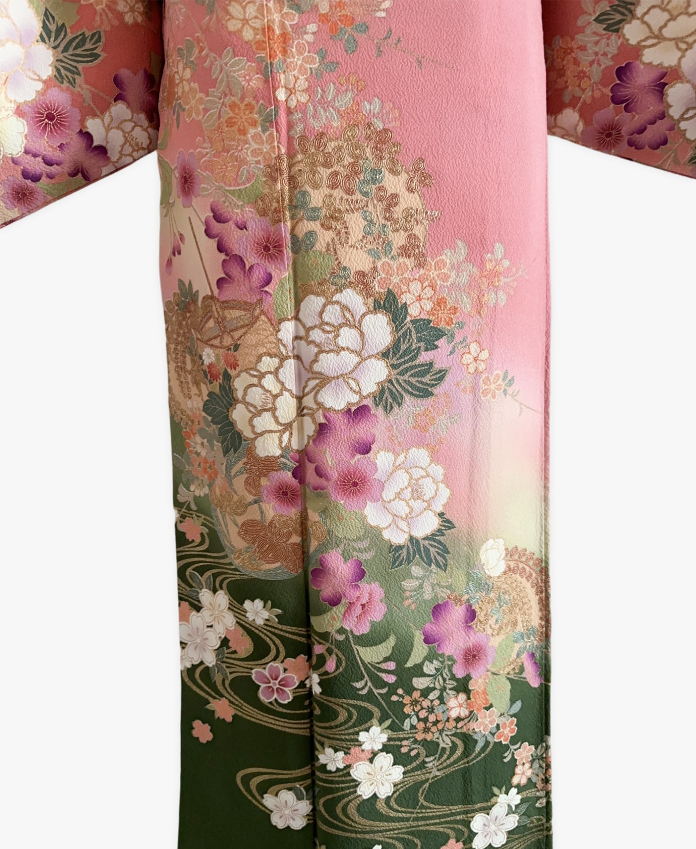 薄紅梅 ピンク系 暈し染め 金彩 牡丹 桜 流水 訪問着 着物レンタル