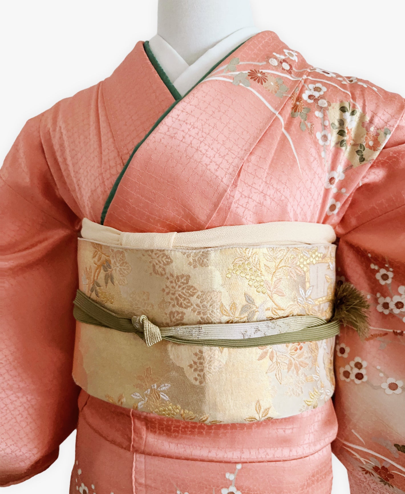甚三紅 赤系 暈し染め 金彩 扇 菊 花草 訪問着 着物レンタル