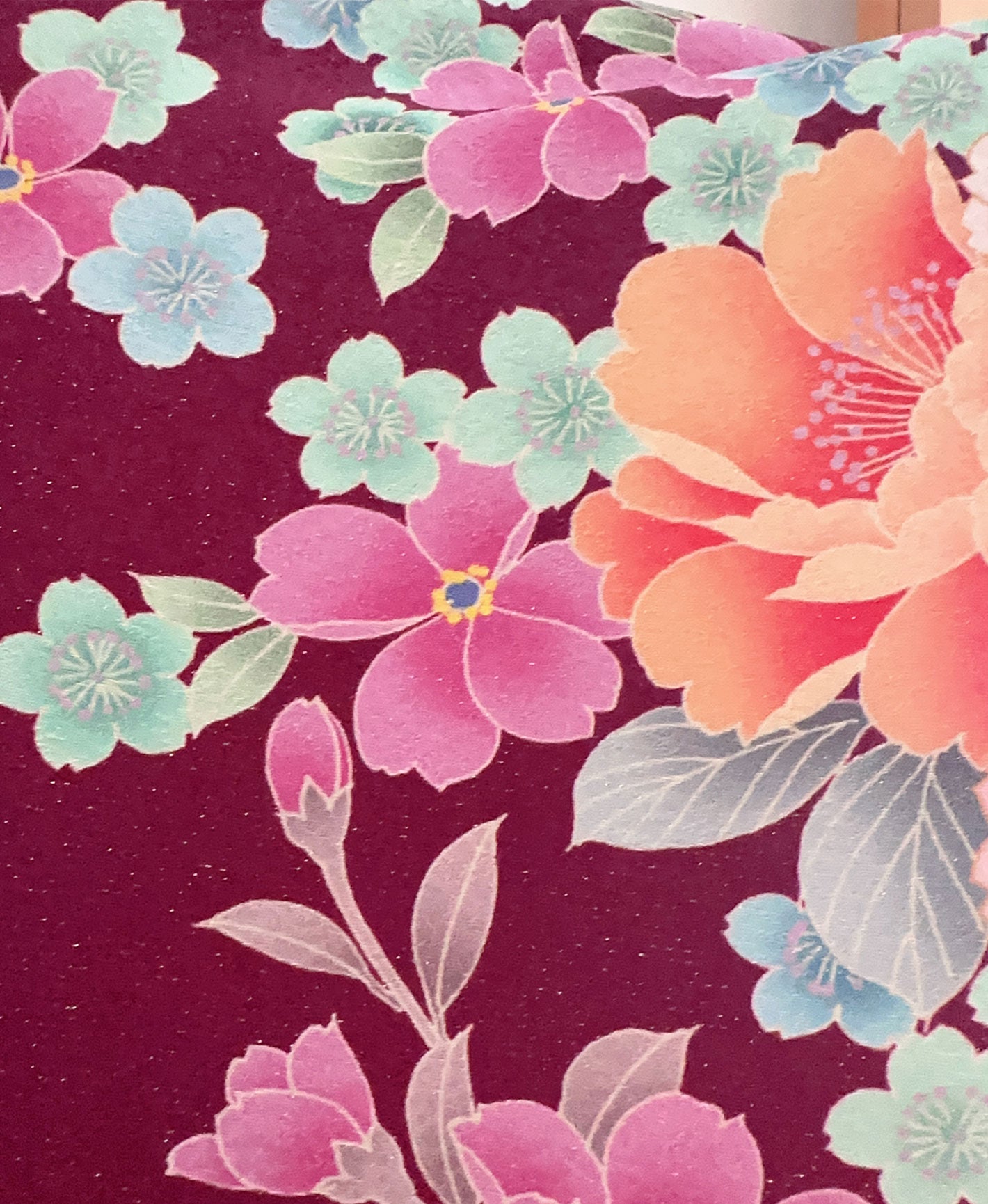 中紅 赤紫系 暈し染め 牡丹 桜 百花繚亂 振袖 着物レンタル 成人式振袖