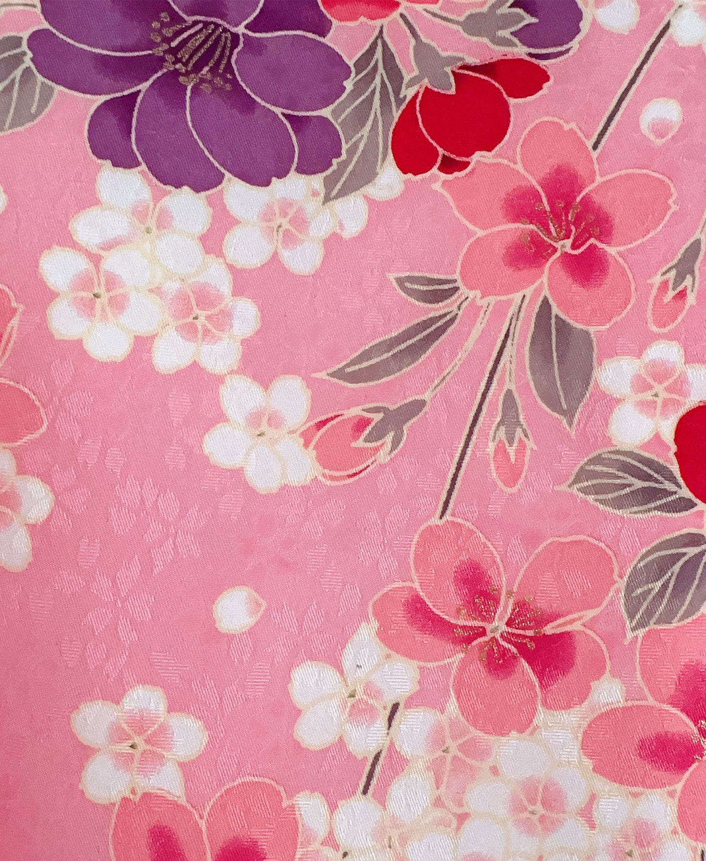 桃花色 ピンク系 暈し染め 桜吹雪 藥玉 振袖 着物レンタル 成人式振袖