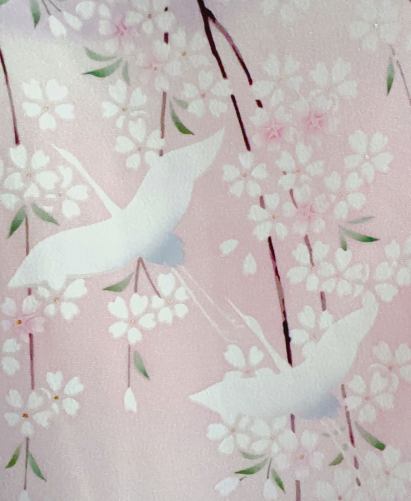 撫子色 ピンク系 暈し染め 駒刺繍 金彩 藤 桜 扇 鶴 風景 振袖 着物レンタル 成人式振袖