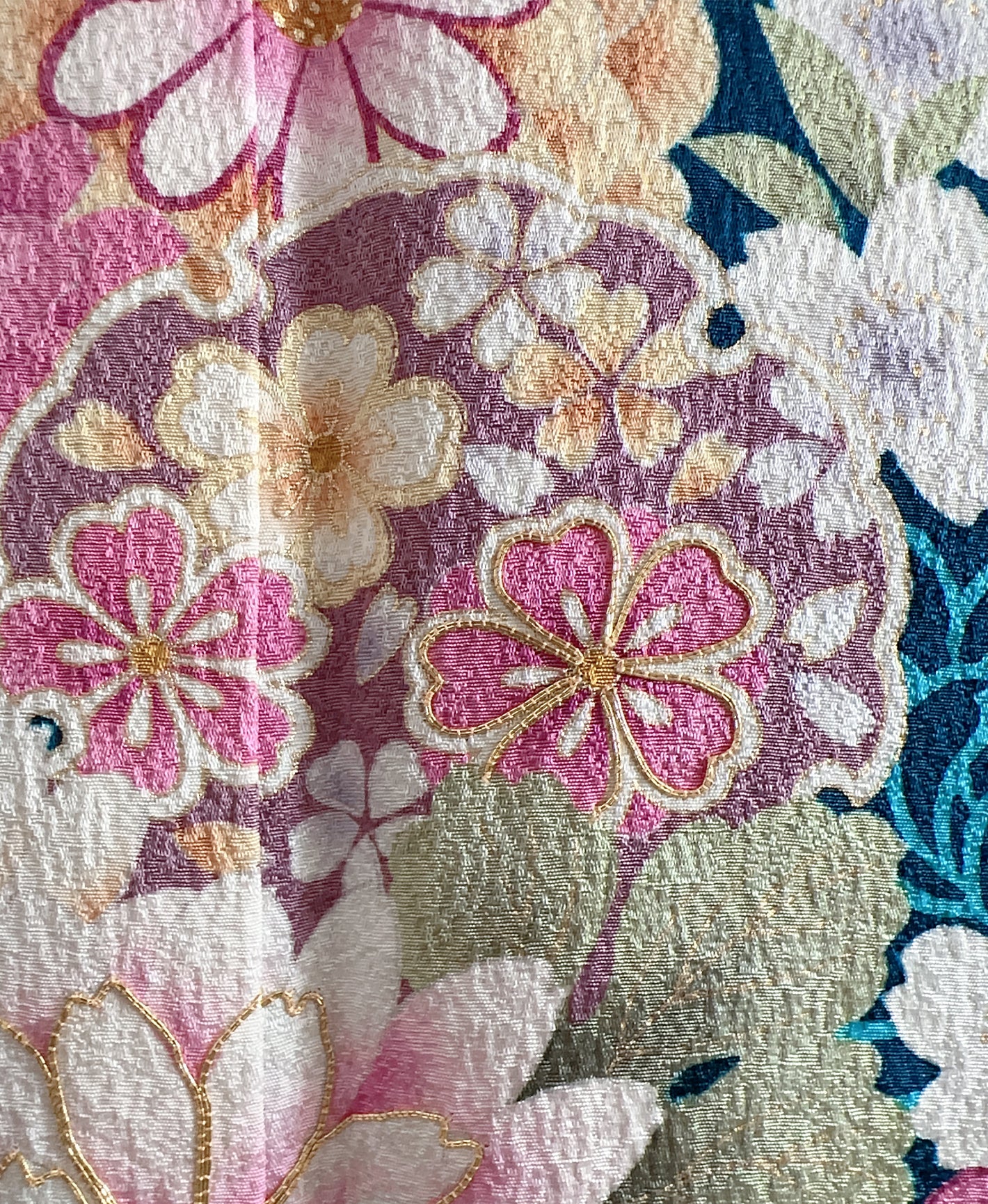 縹色 青系 暈し染め 金彩 手描き 菊 桜 雪輪 振袖 着物レンタル 成人式振袖