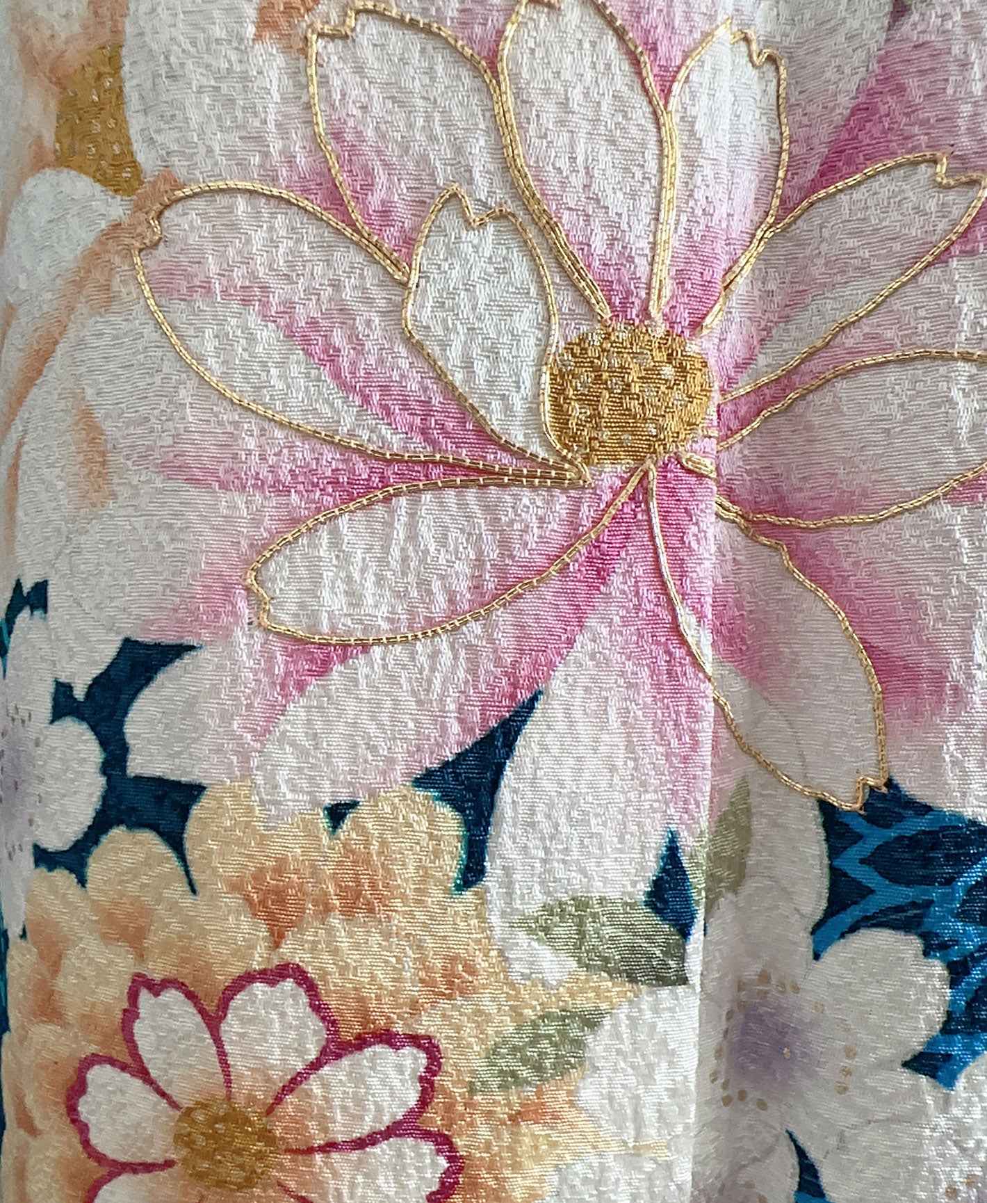 縹色 青系 暈し染め 金彩 手描き 菊 桜 雪輪 振袖 着物レンタル 成人式振袖