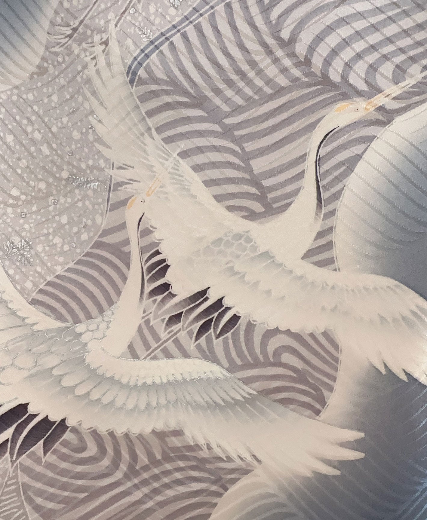 灰青 灰系 暈し染め 駒刺繍 金彩 鶴 青海波 振袖 着物レンタル 成人式振袖