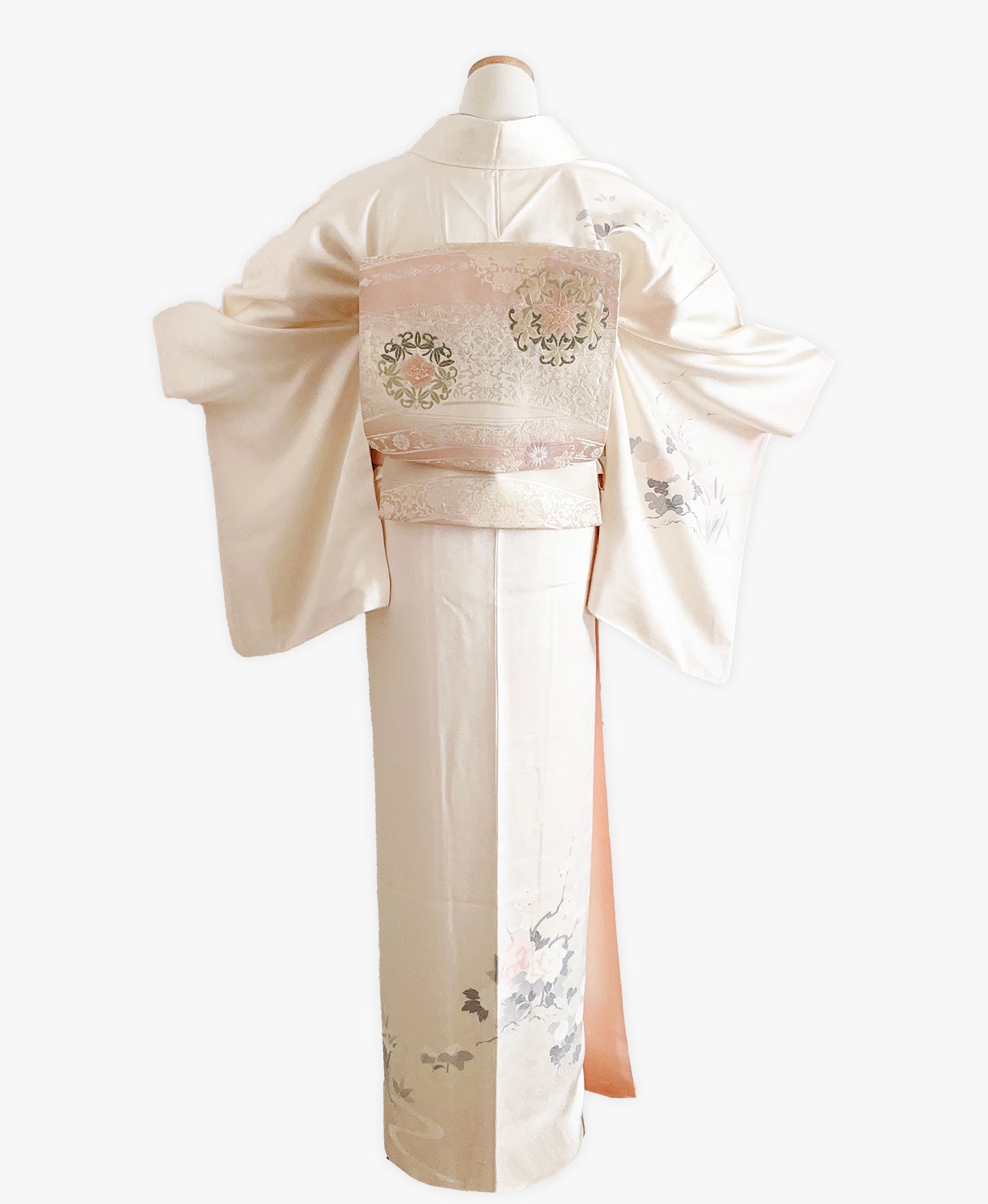 生成り色 白系 手描き 友禅 御所車 吉祥花 訪問着レンタル FW106