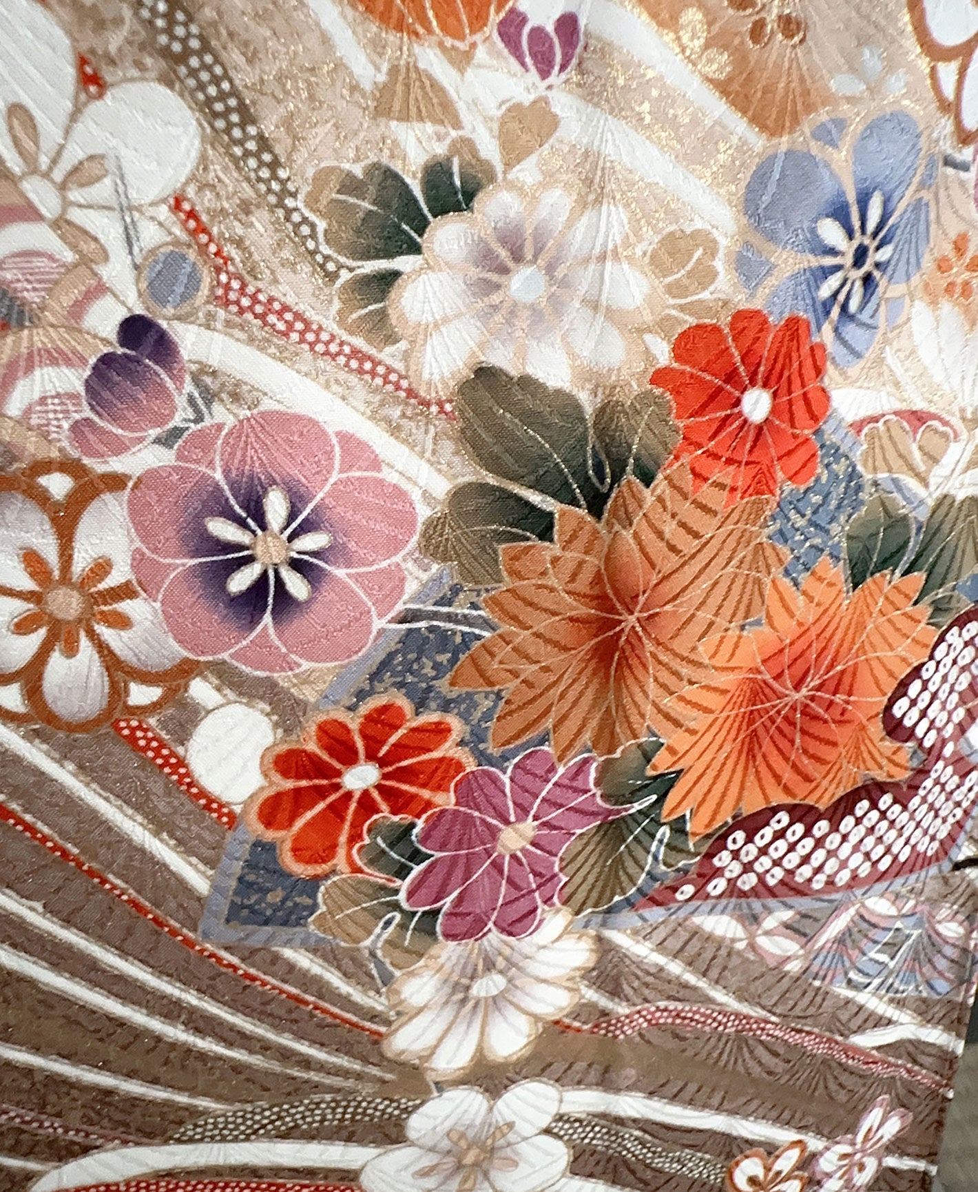 照柿 橙系 暈し染め 駒刺繍 金彩 枝梅 花束 流水 蝶 訪問着 着物レンタル