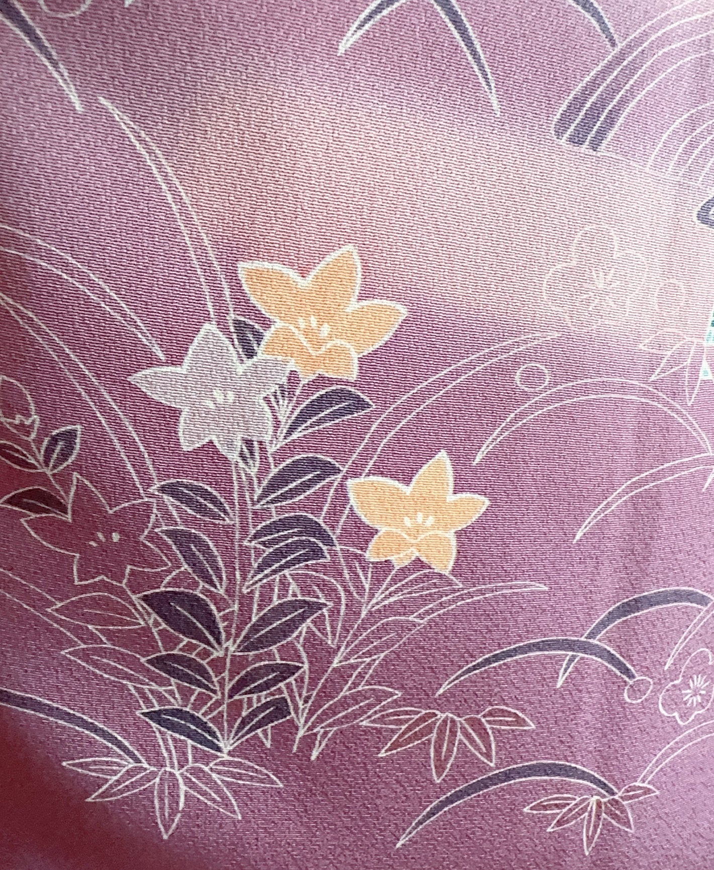 若紫 紫系 暈し染め 駒刺繍 金彩 松 菊 檜扇 御所車 訪問着 着物レンタル