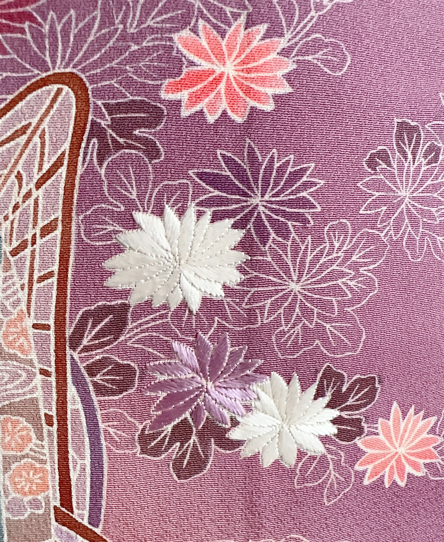 若紫 紫系 暈し染め 駒刺繍 金彩 松 菊 檜扇 御所車 訪問着 着物レンタル