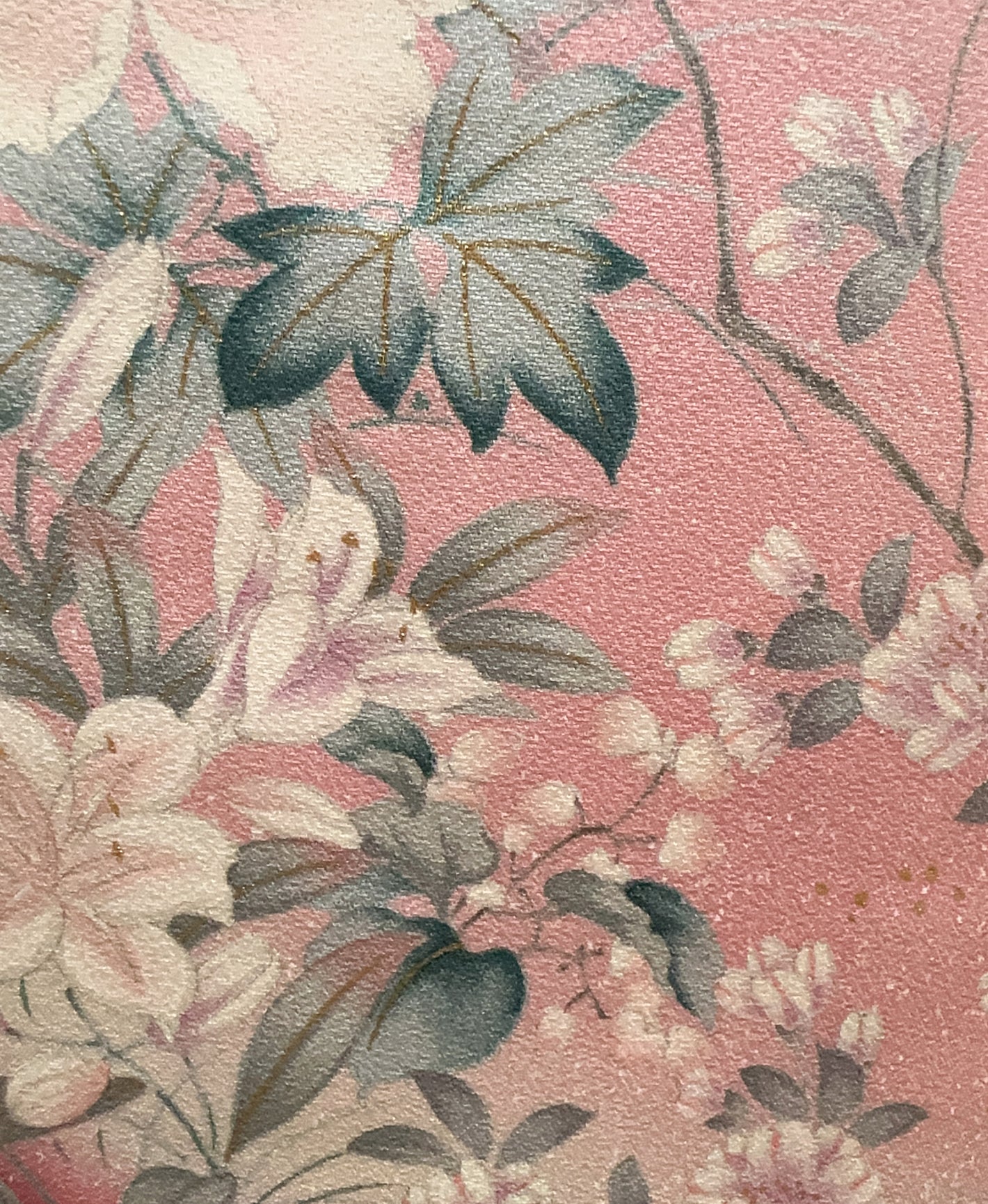 虹色 ピンク系 暈し染め 金彩 手描き 花鳥 訪問着 着物レンタル