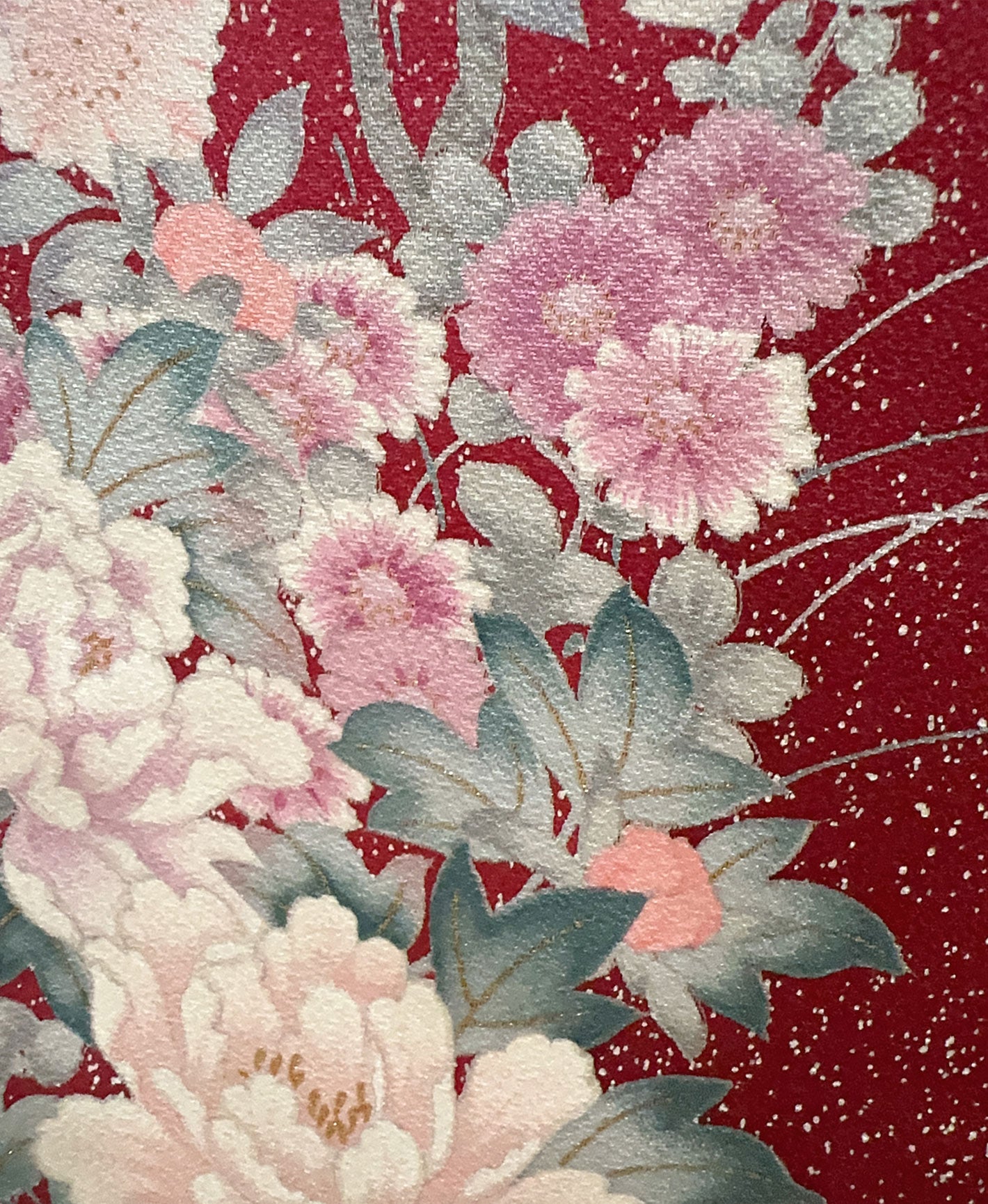 虹色 ピンク系 暈し染め 金彩 手描き 花鳥 訪問着 着物レンタル