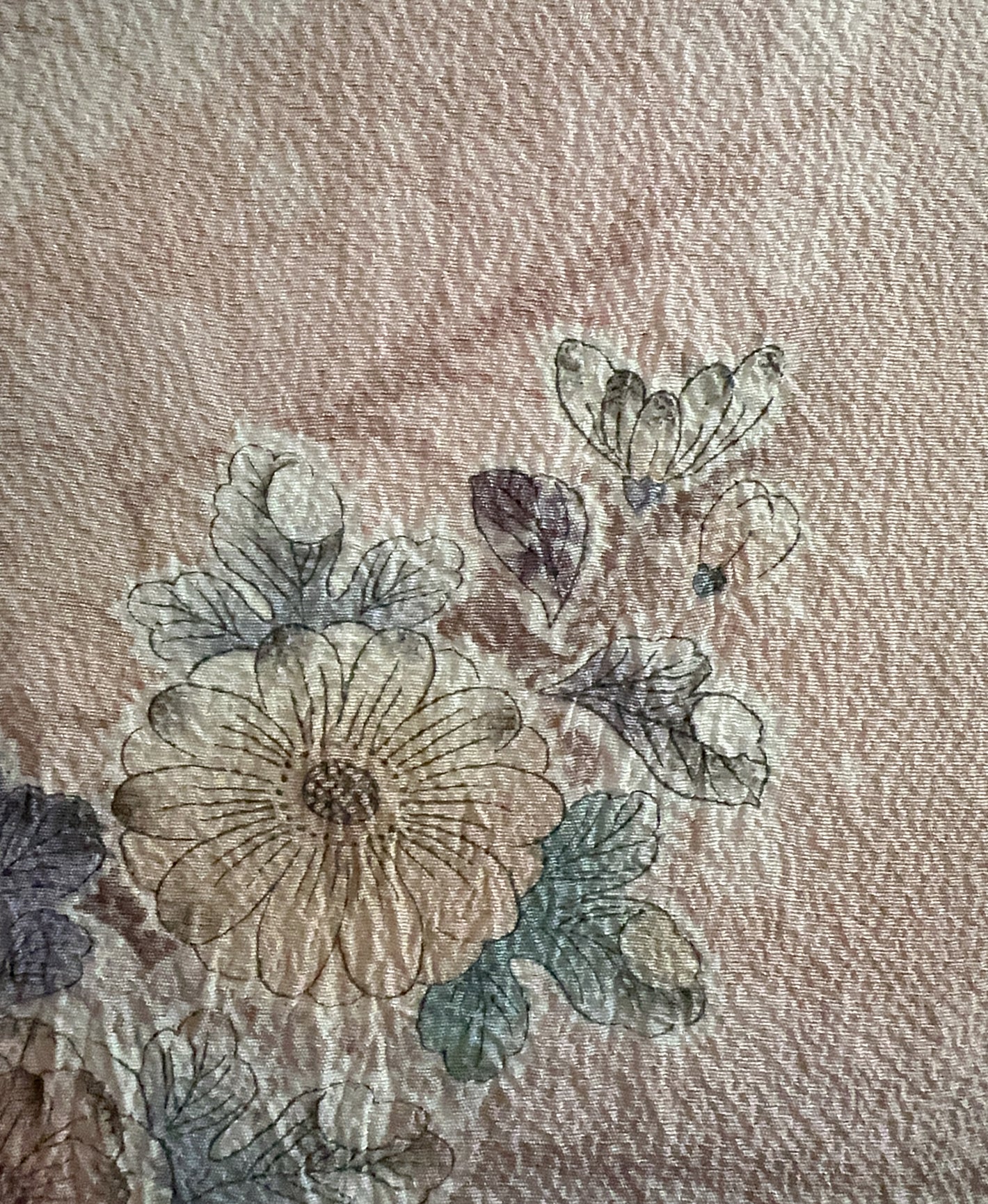 肌色 ピンク系 駒刺繍 暈し染め 金彩 家物 辻が花 手描き 訪問着 着物レンタル
