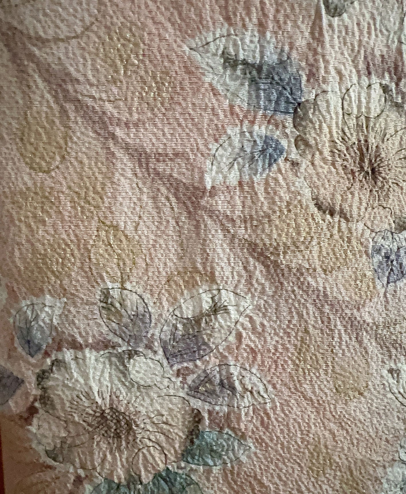 肌色 ピンク系 駒刺繍 暈し染め 金彩 家物 辻が花 手描き 訪問着 着物レンタル
