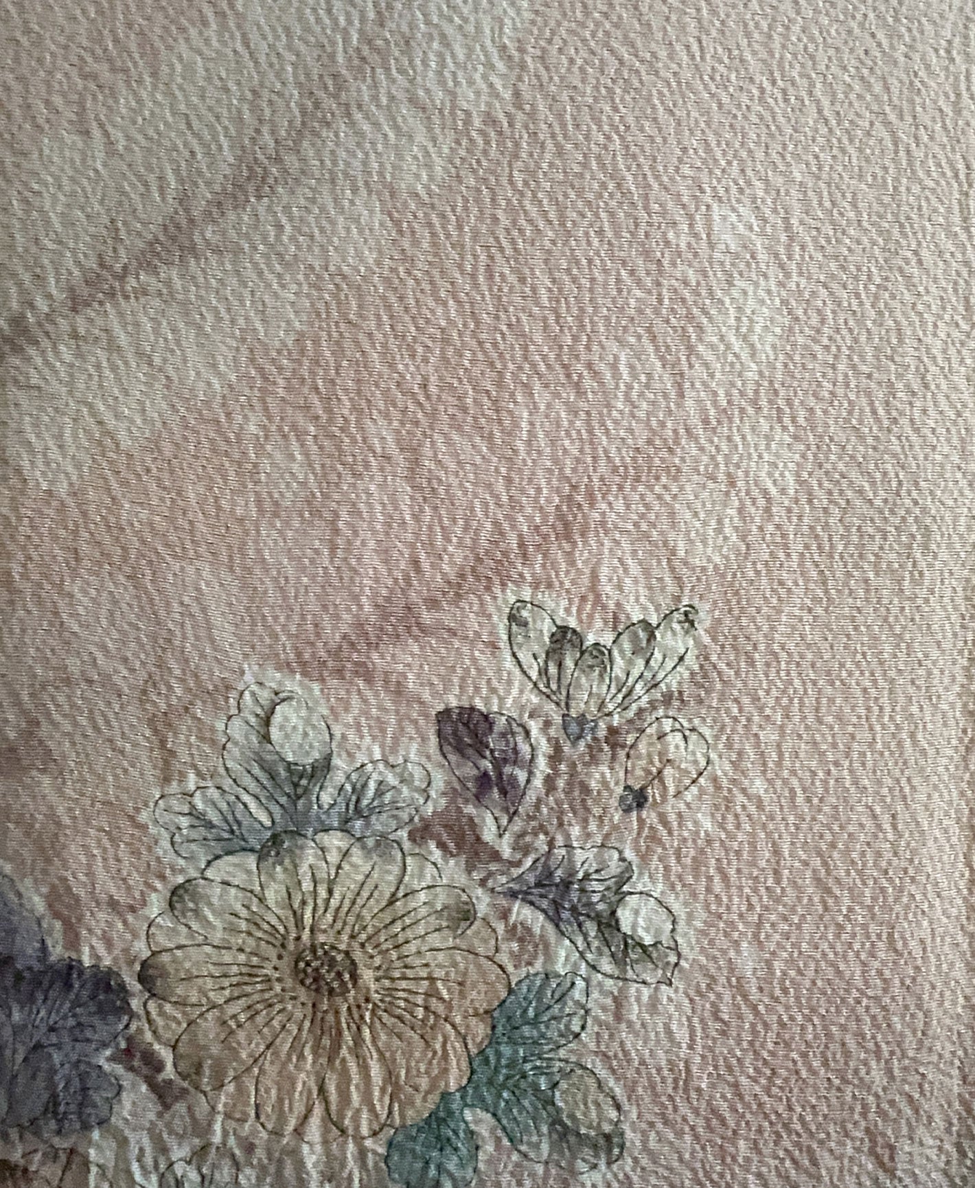 肌色 ピンク系 駒刺繍 暈し染め 金彩 家物 辻が花 手描き 訪問着 着物レンタル