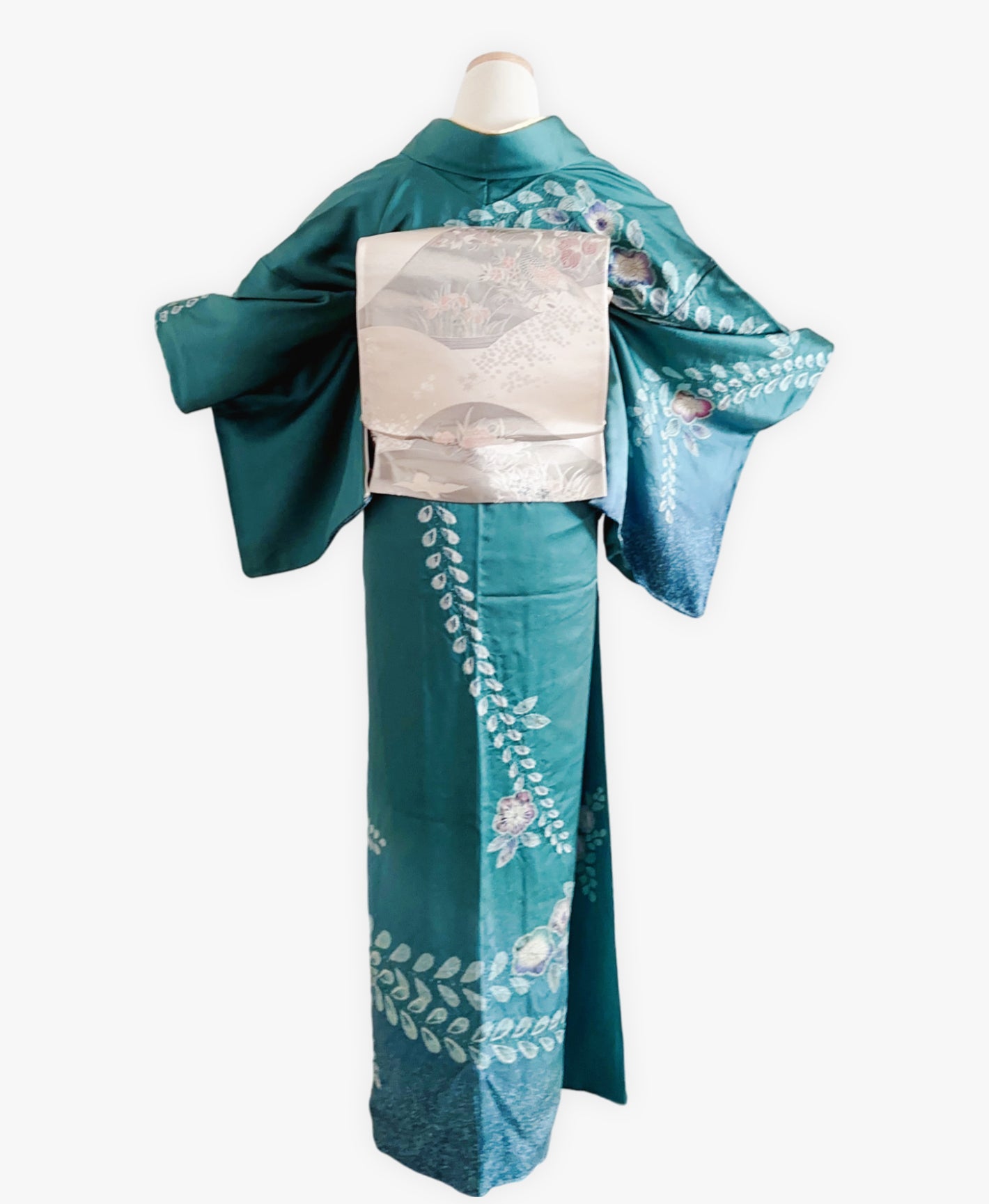 納戸色 青系 暈し染め 手描き 絞り 辻が花 訪問着 着物レンタル