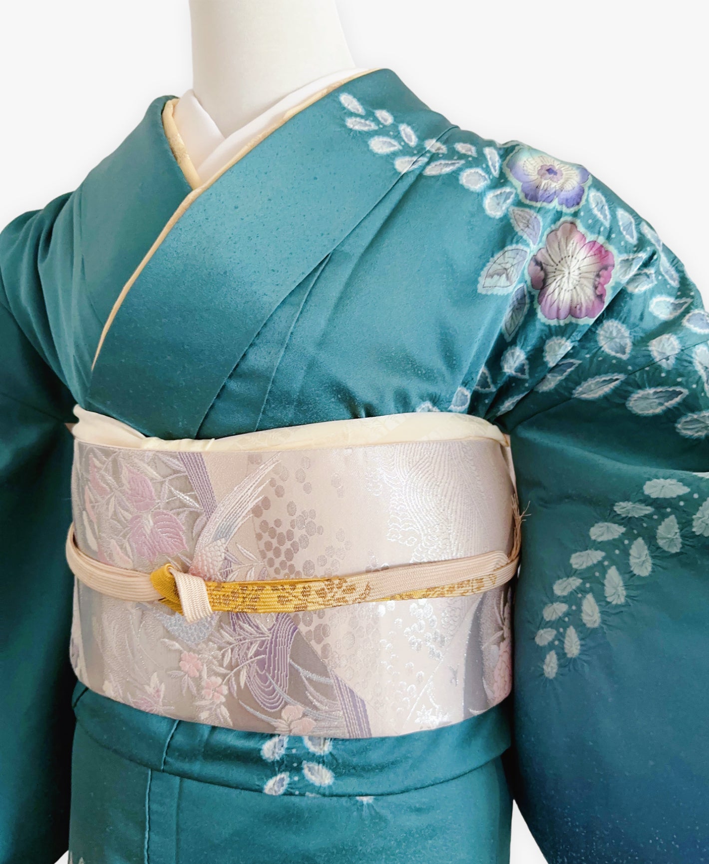 納戸色 青系 暈し染め 手描き 絞り 辻が花 訪問着 着物レンタル