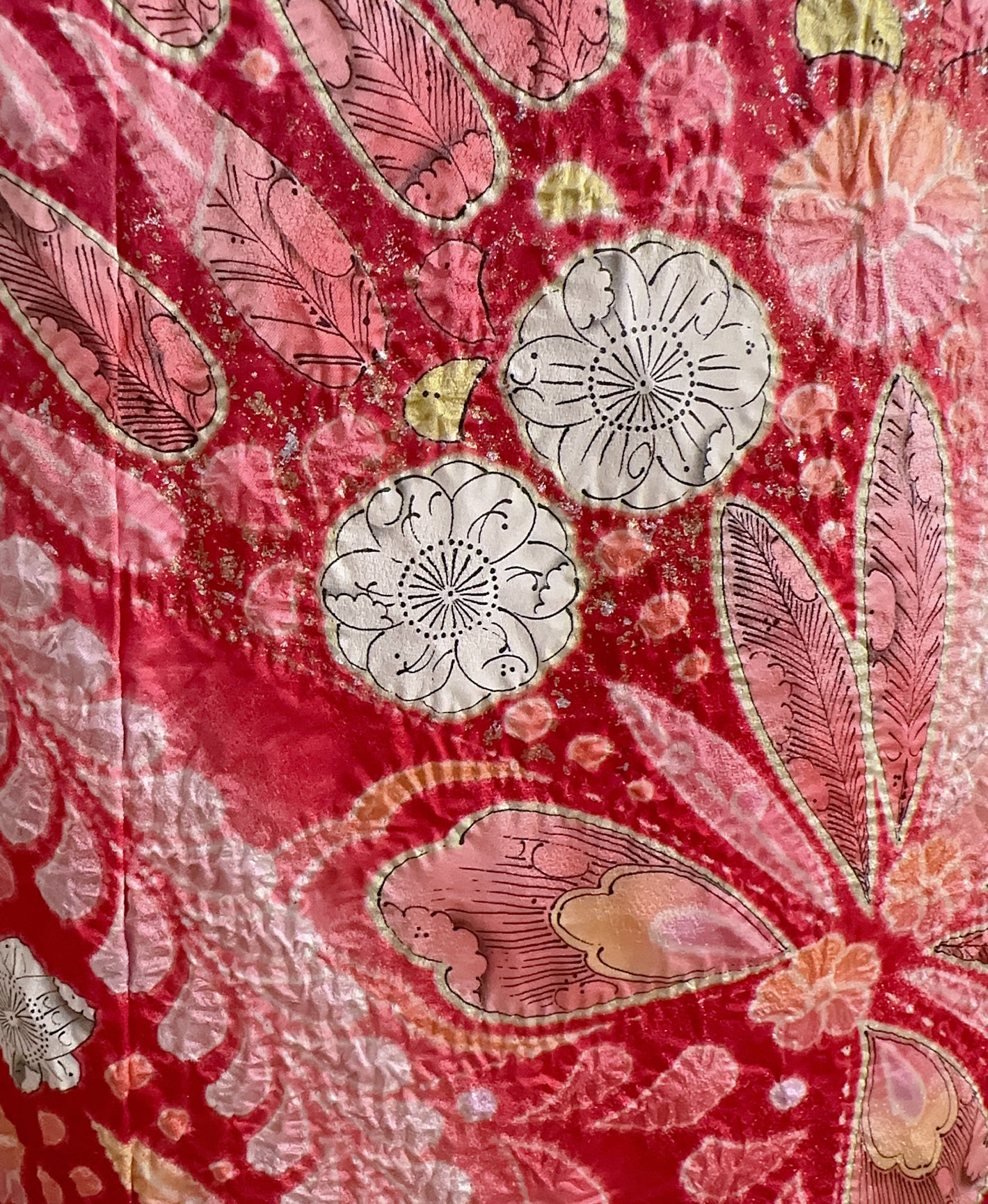 紅緋 赤系 暈し染め 手描き 絞り 辻が花振袖 着物レンタル 成人式振袖