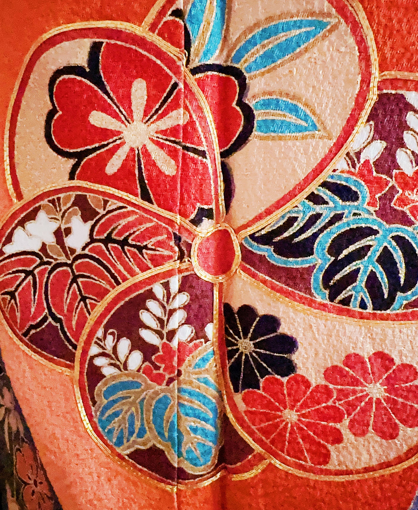 緋色 赤系 暈し染め 駒刺繍 金彩 鳳凰 枝垂れ桜 振袖 着物レンタル