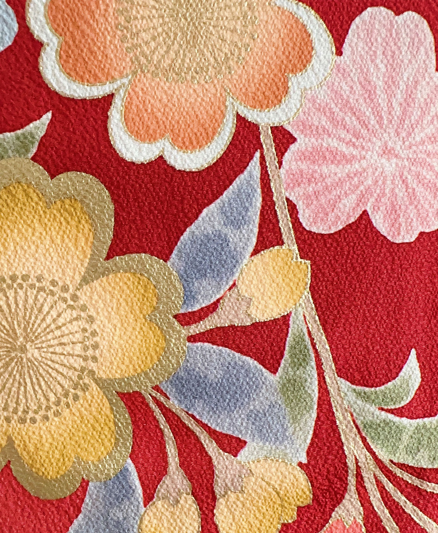 朱緋 赤系 暈し染め 手描き 枝垂れ桜 振袖 着物レンタル