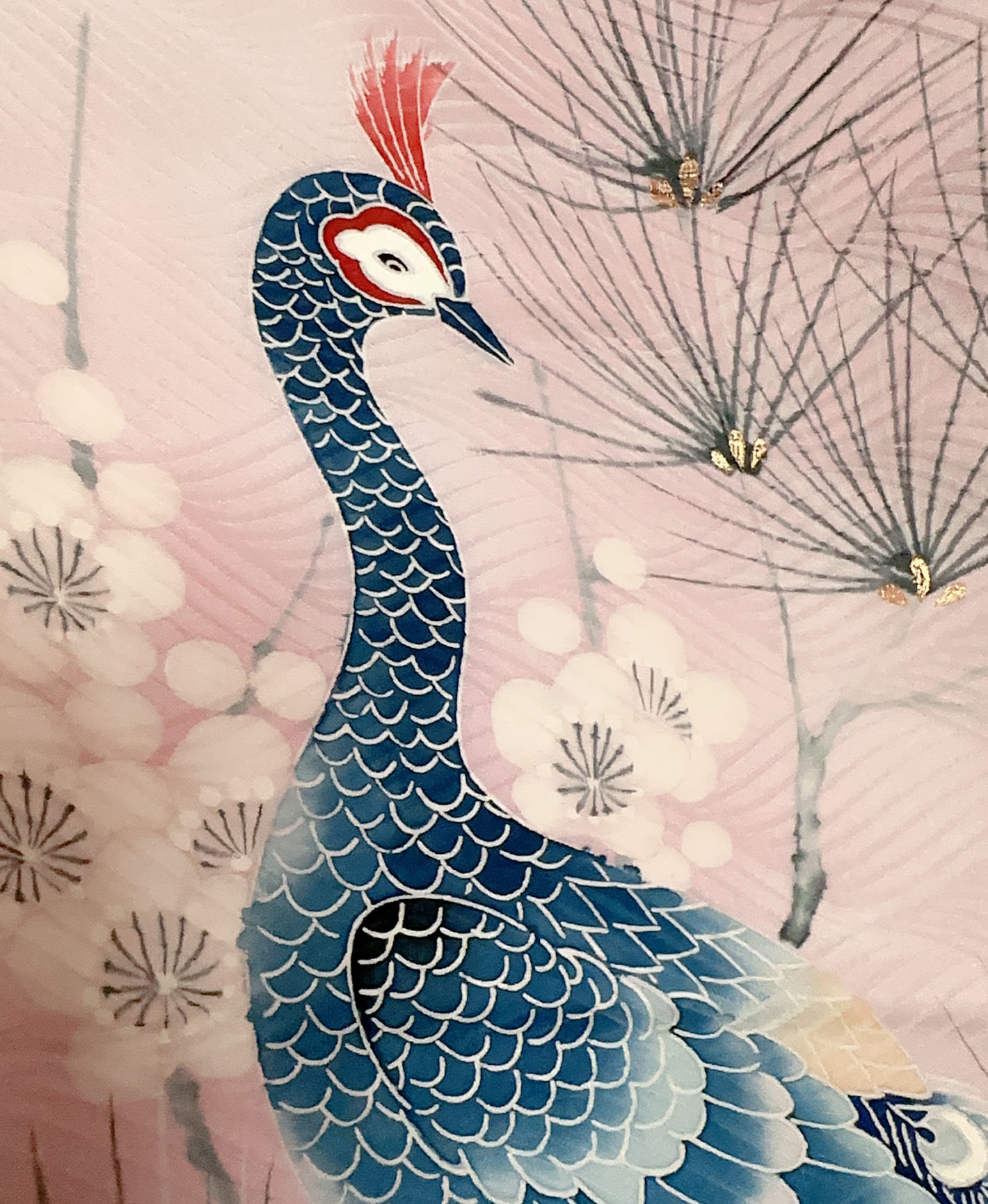 淡紅藤 ピンク系 暈し染め 手描き 孔雀 松 振袖 着物レンタル 成人式振袖