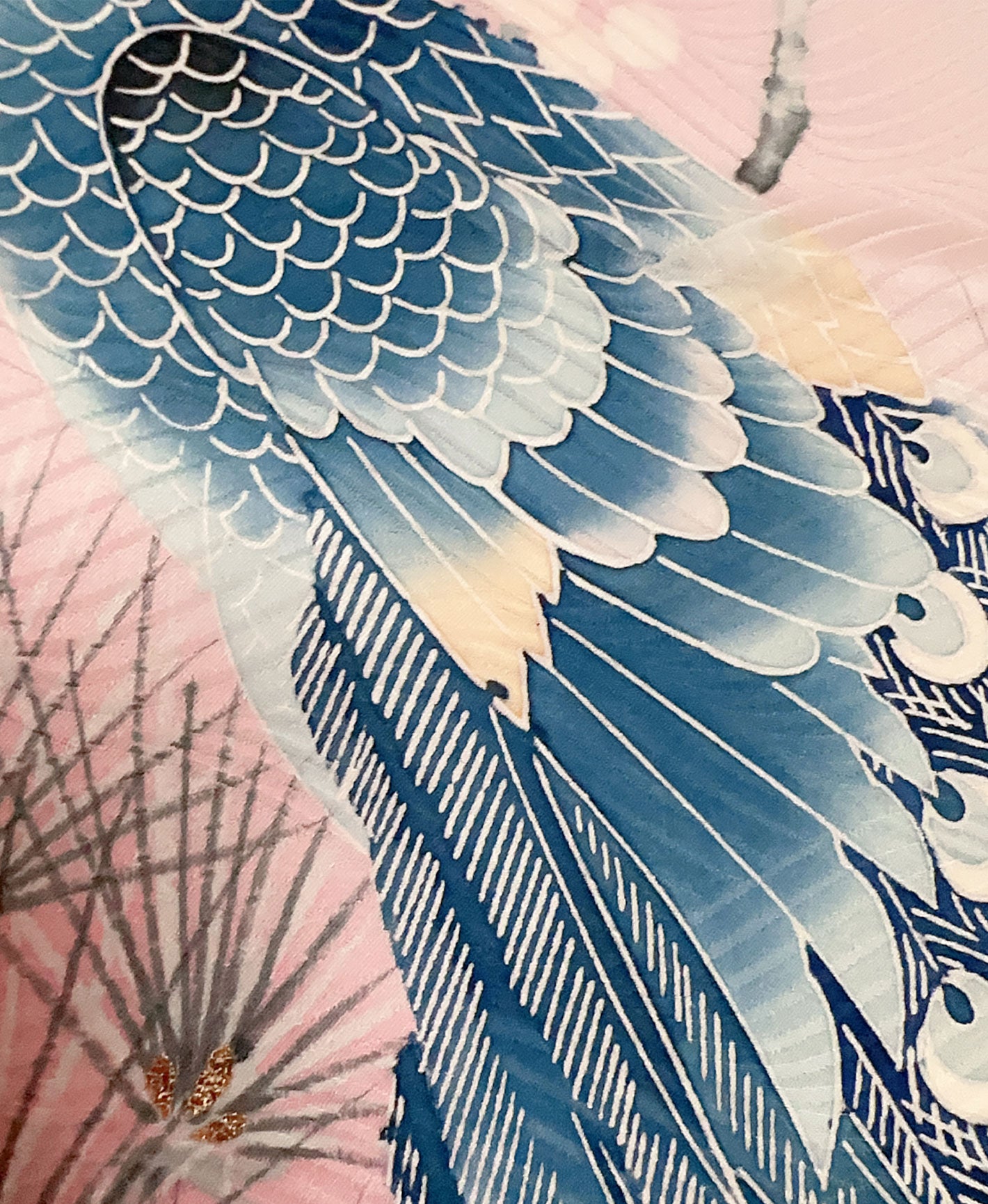 淡紅藤 ピンク系 暈し染め 手描き 孔雀 松 振袖 着物レンタル 成人式振袖