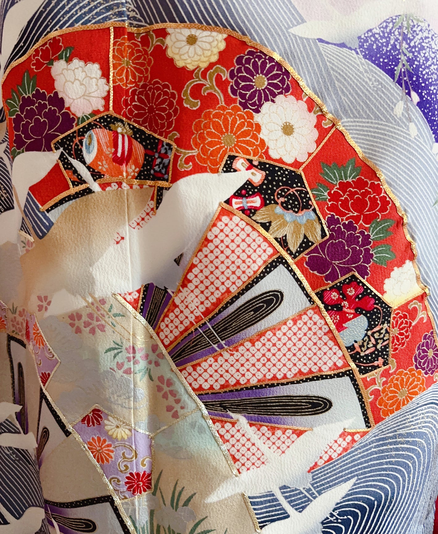 撫子色 ピンク系 暈し染め 駒刺繍 金彩 藤 桜 扇 鶴 風景 振袖 着物レンタル 成人式振袖