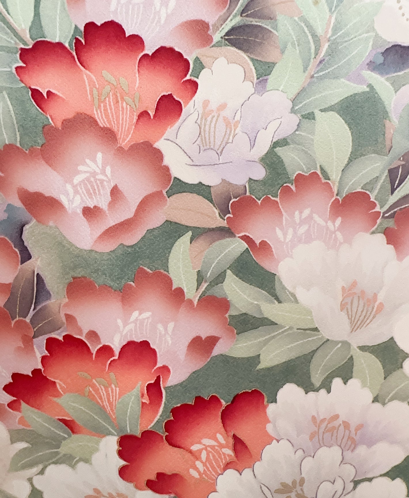 肌色 黄系 暈し染め 手描き 百花繚亂 振袖 着物レンタル