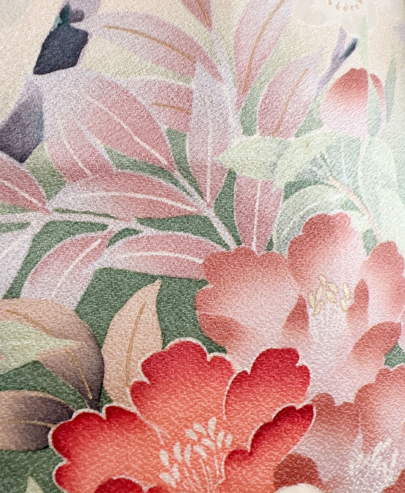 肌色 黄系 暈し染め 手描き 百花繚亂 振袖 着物レンタル