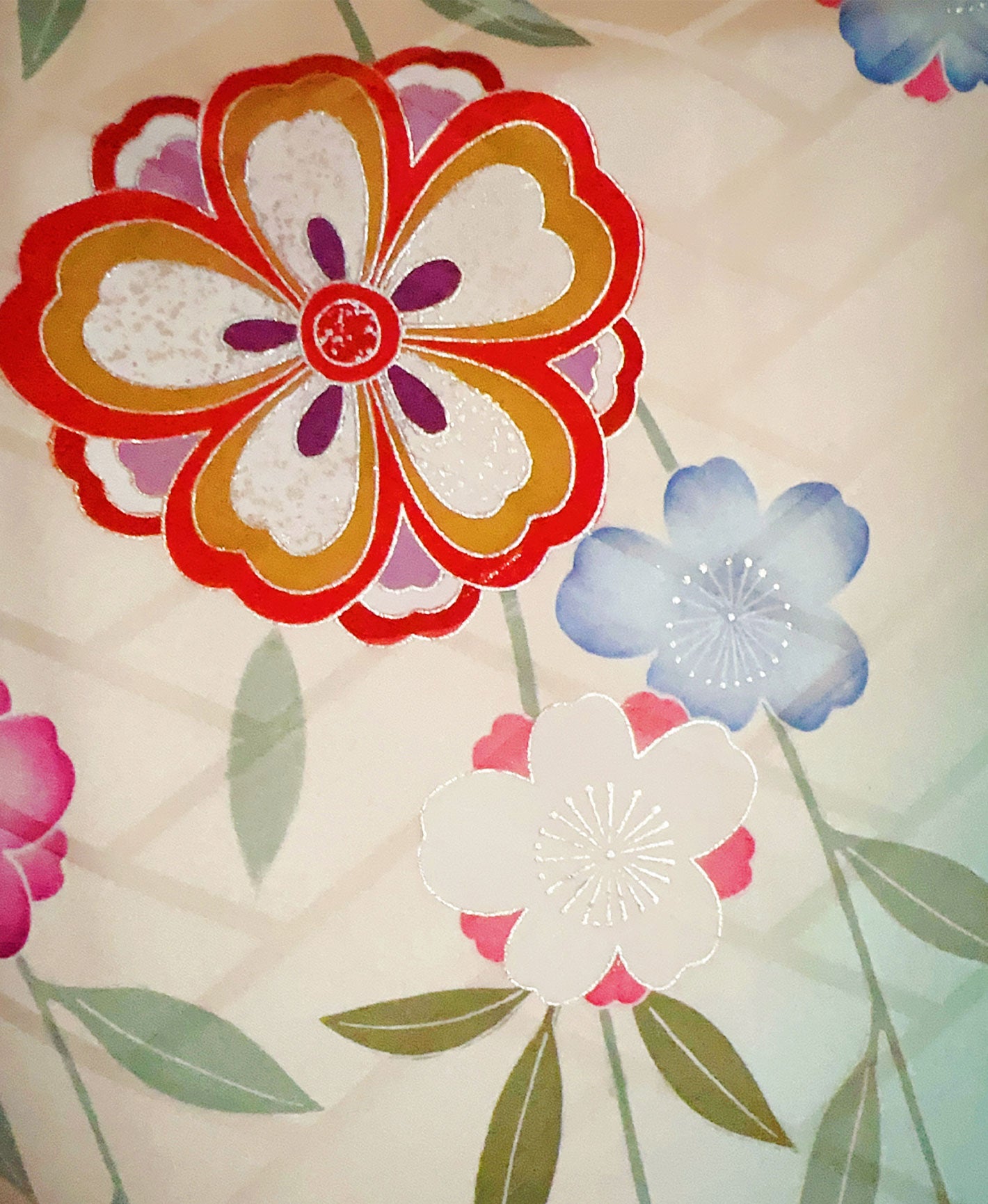 青竹色 緑系 暈し染め 駒刺繍 金彩 枝垂れ桜 振袖 着物レンタル