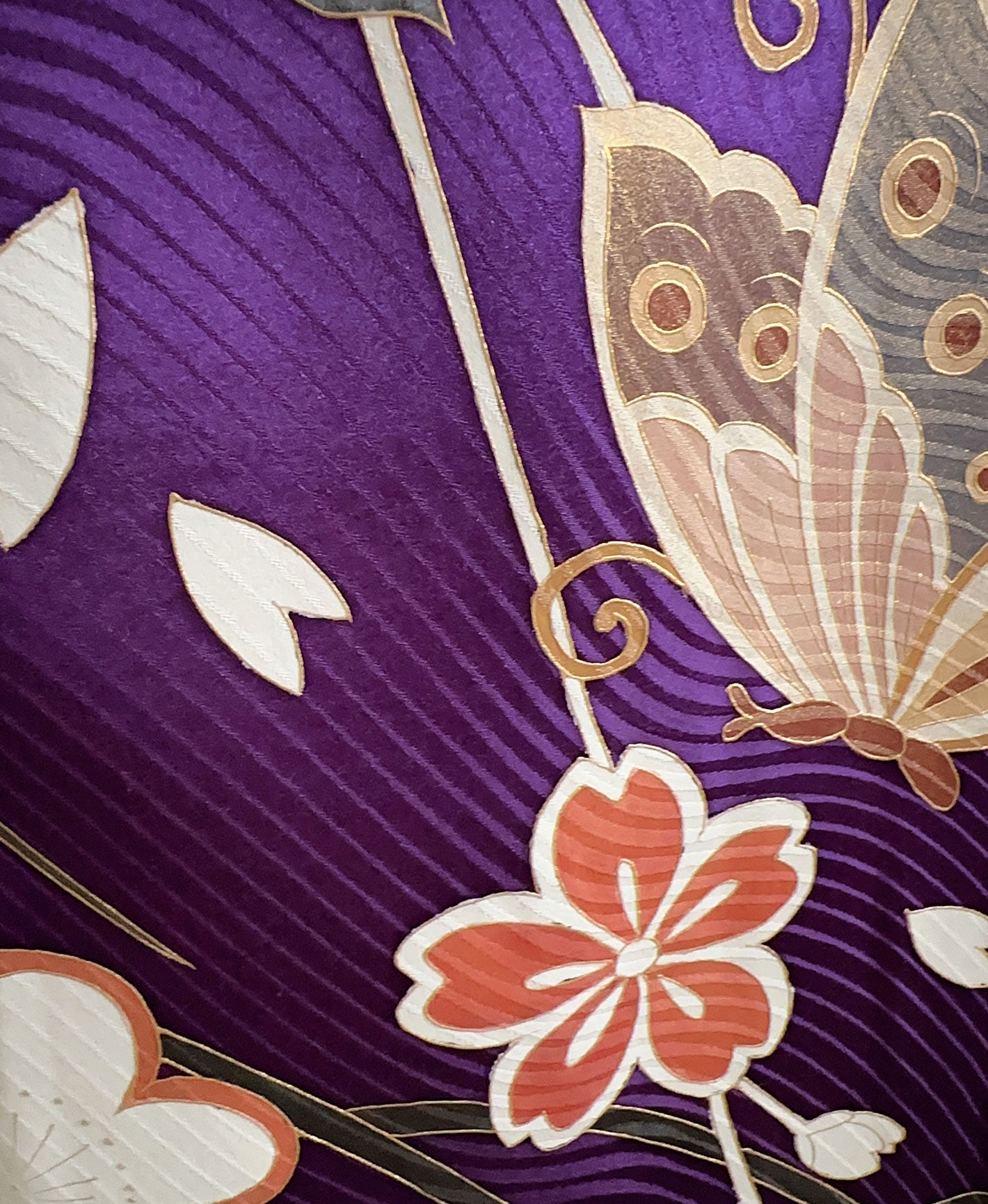 納戸色 青系 暈し染め 金彩 枝垂れ桜 蝶 振袖 着物レンタル