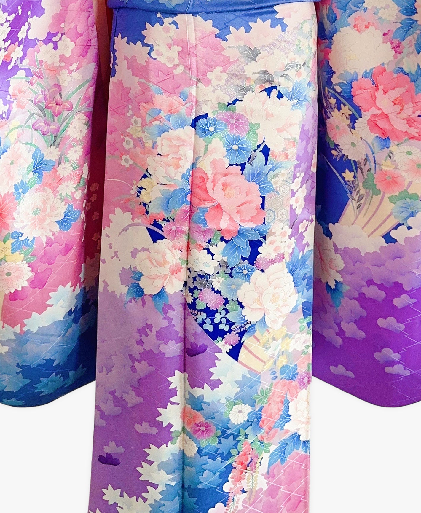 若紫 紫系 暈し染め 金彩 百花風景 振袖 着物レンタル