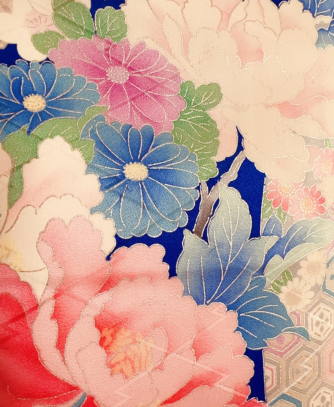 若紫 紫系 暈し染め 金彩 百花風景 振袖 着物レンタル