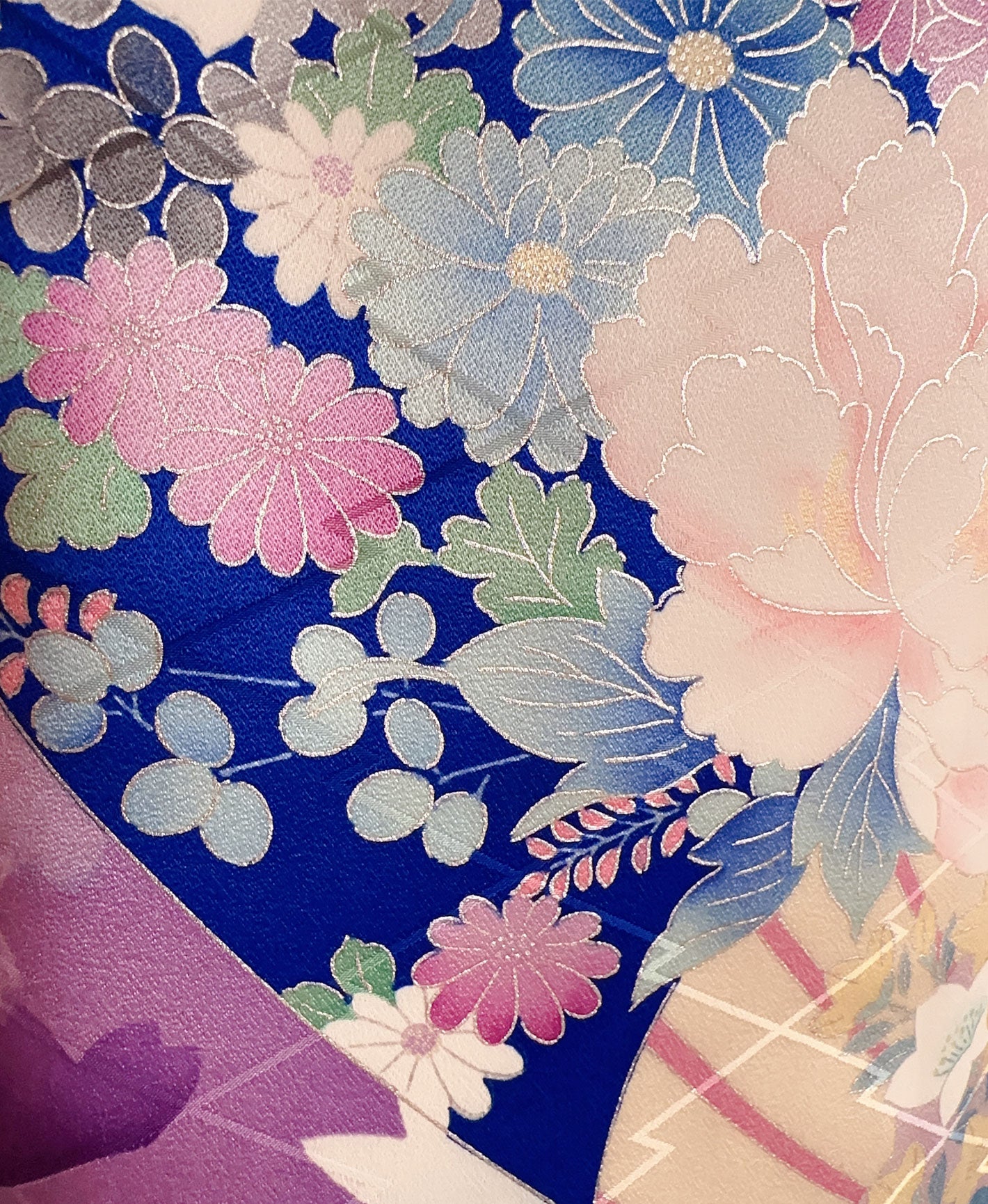 若紫 紫系 暈し染め 金彩 百花風景 振袖 着物レンタル