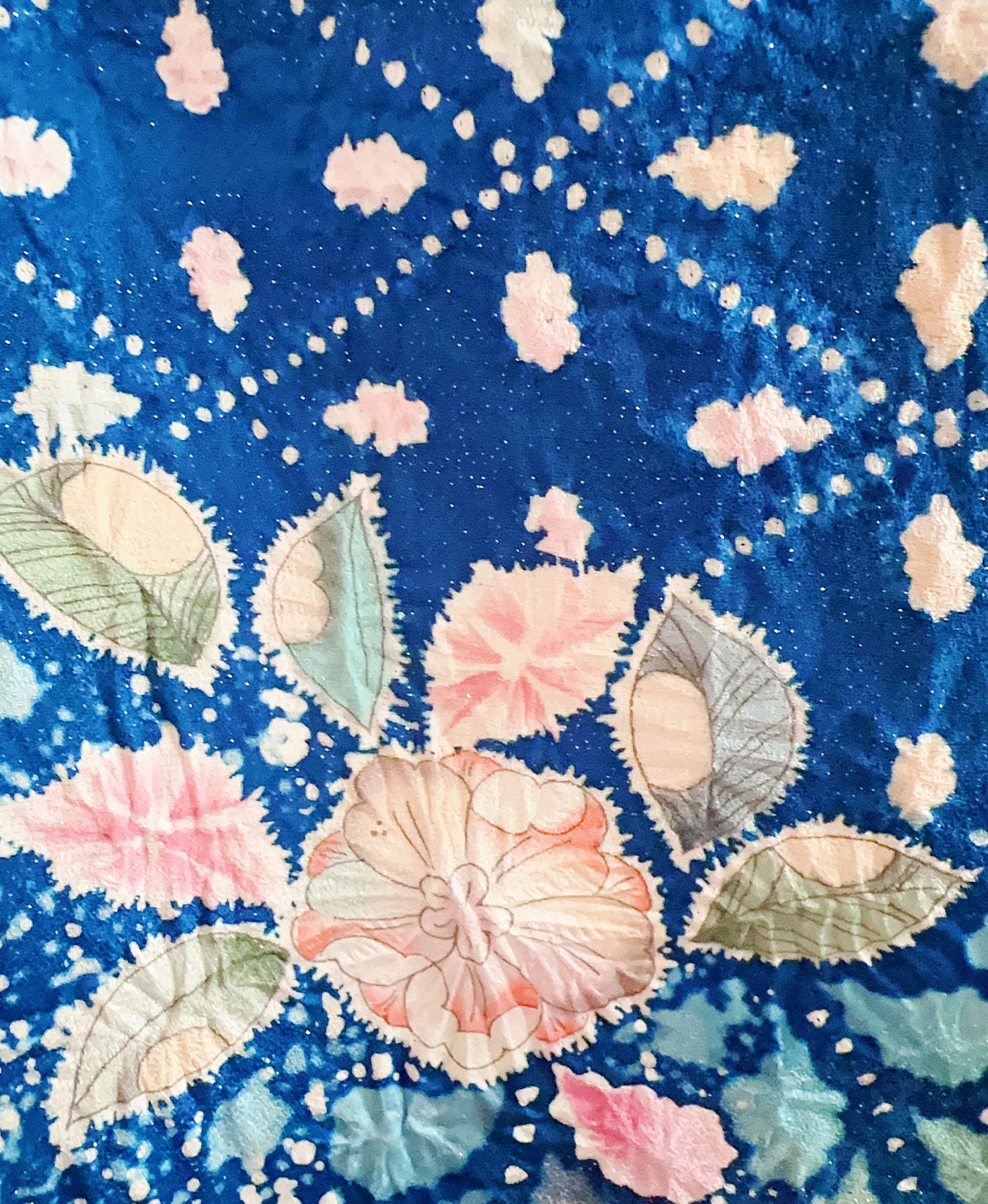 薄藍 青系 暈し染め 金彩 翠山工坊 手描き 絞り 辻が花 振袖 着物レンタル
