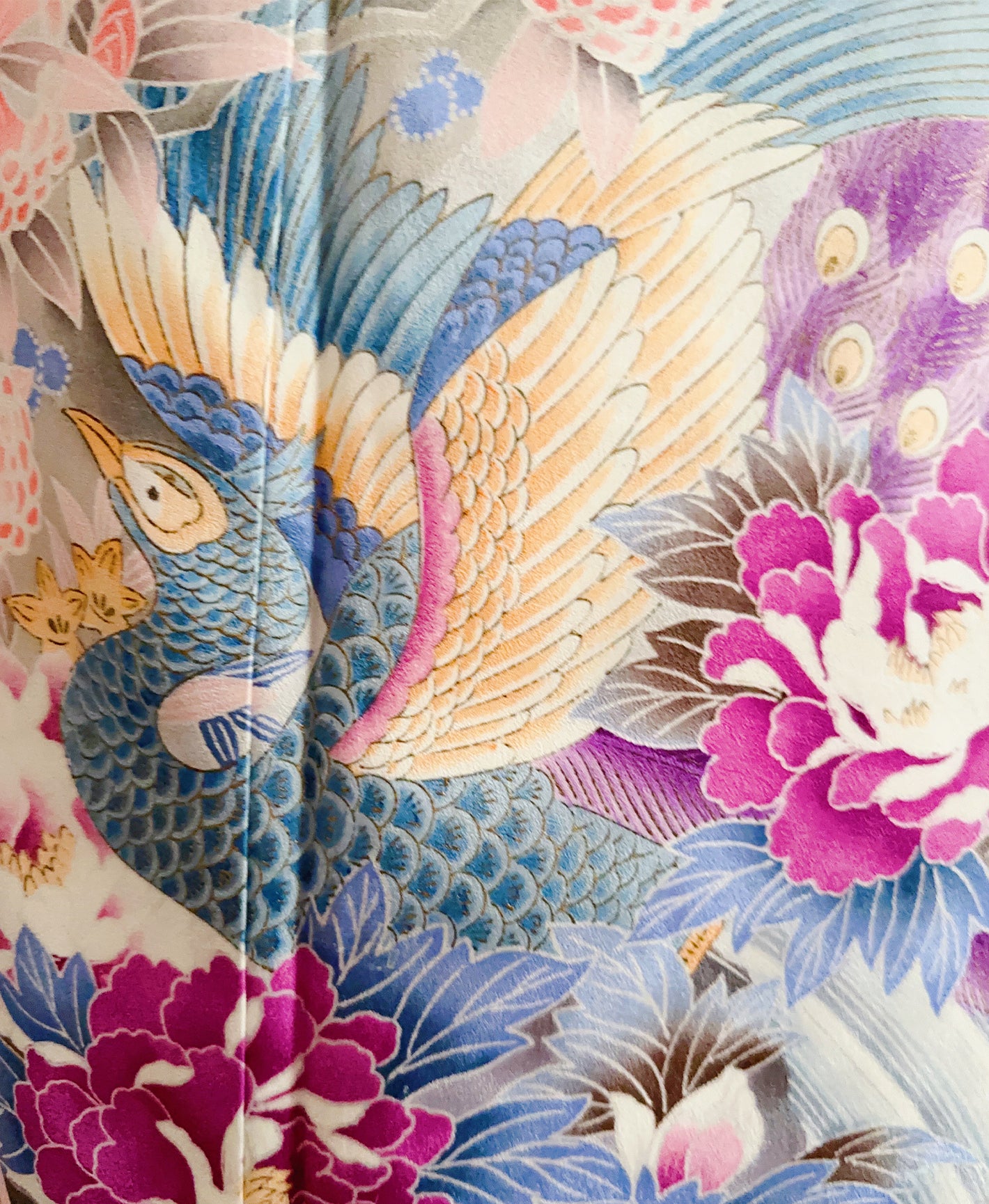 白梅鼠 灰系 暈し染め 鴛鴦 梅 花草 風景 振袖 着物レンタル 成人式振袖