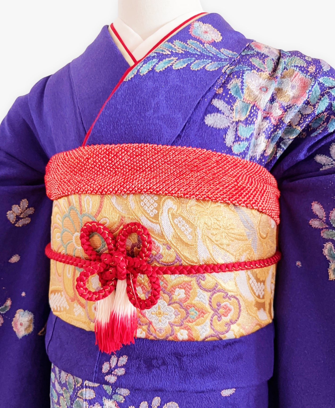 菖蒲色 紫系 暈し染め 金彩 手描き 絞り 辻が花 振袖 着物レンタル