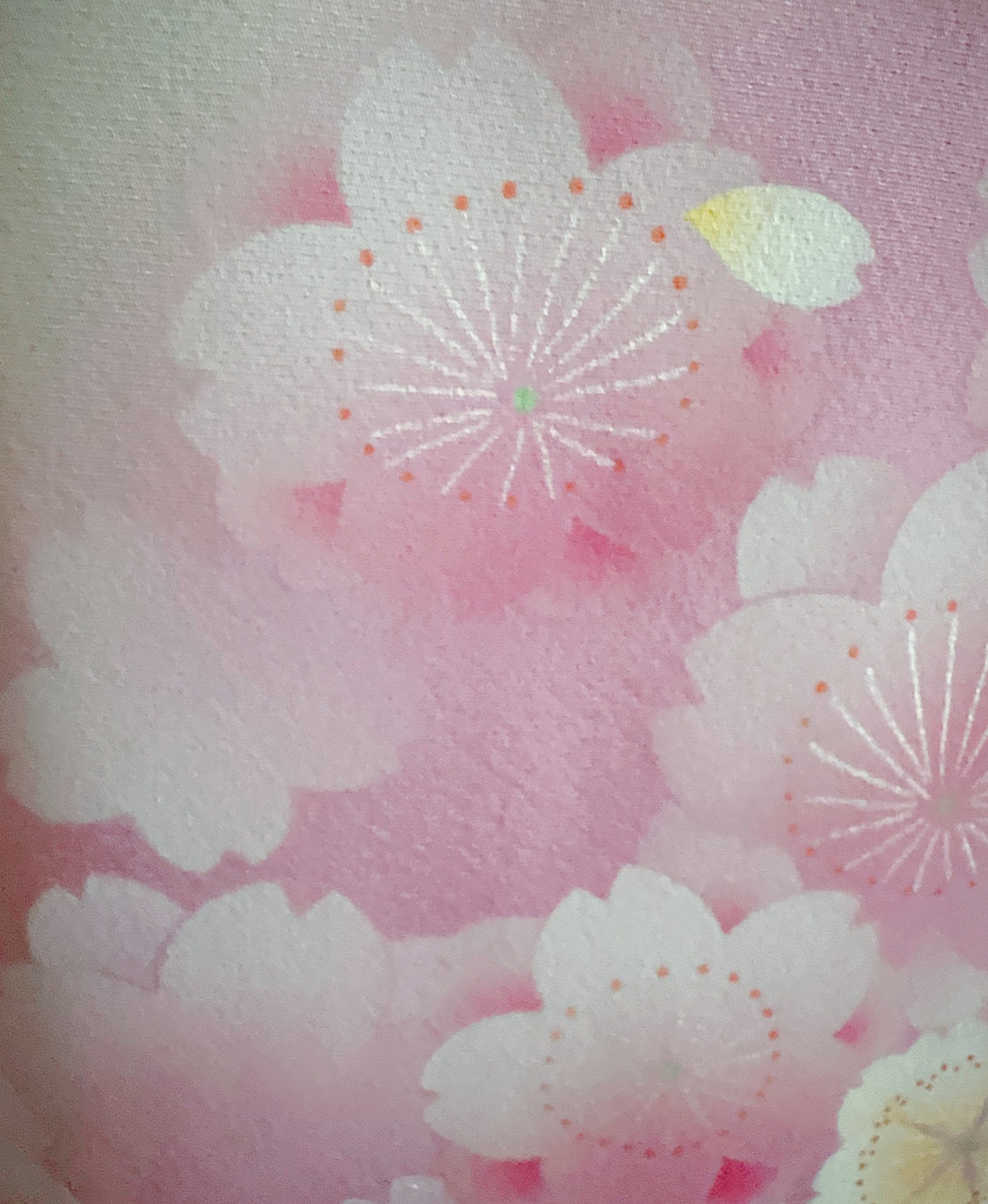 生成り色 白系 暈し染め 手描き 桜吹雪 振袖 着物レンタル
