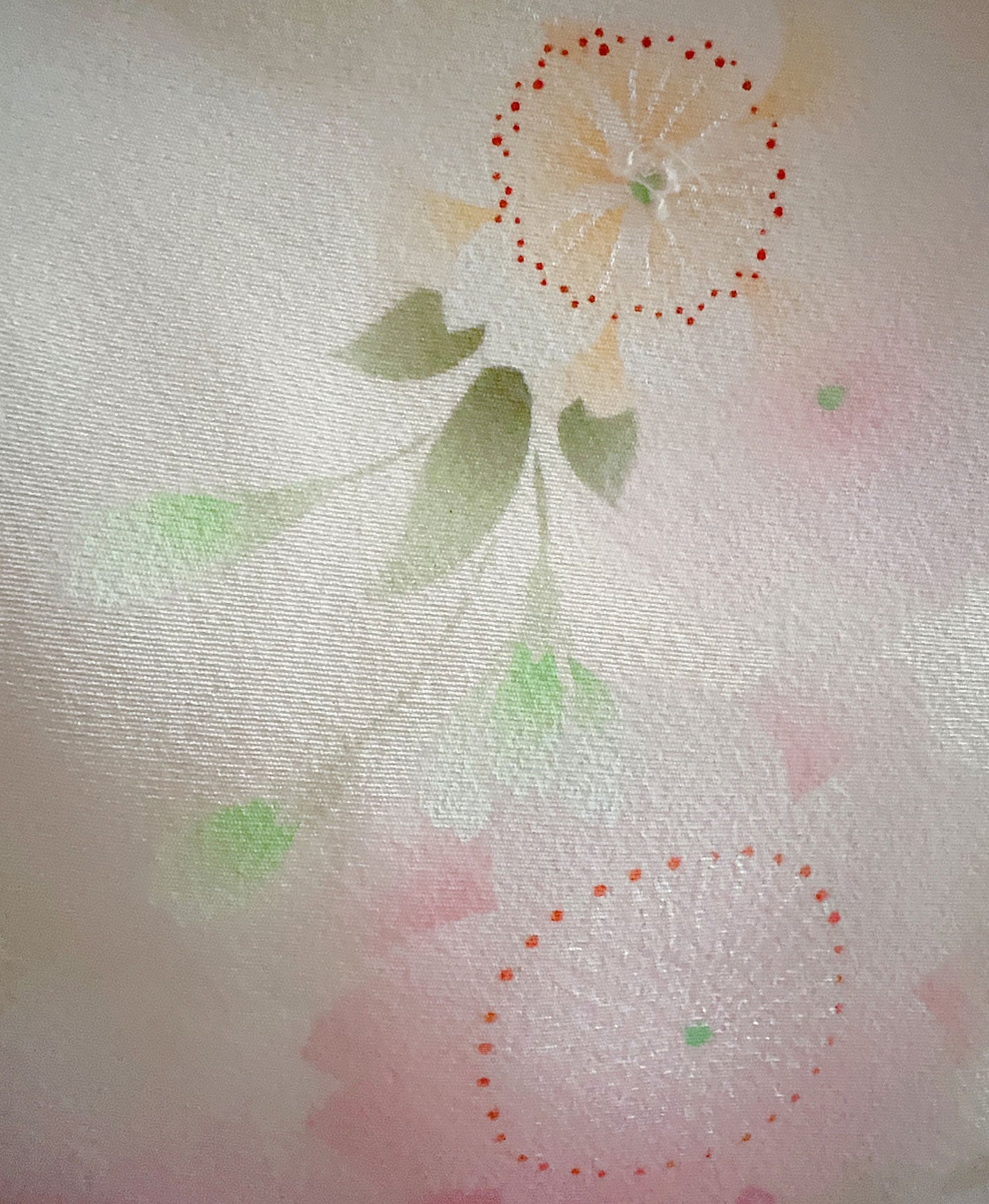 生成り色 白系 暈し染め 手描き 桜吹雪 振袖 着物レンタル