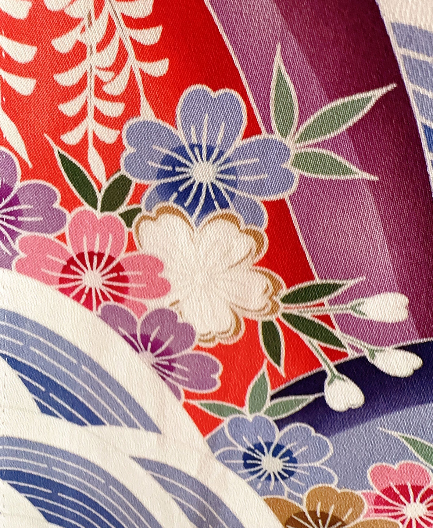 紫水晶 灰系 紅型 手描き 垂枝れ桜 花鳥 風景 振袖 着物レンタル