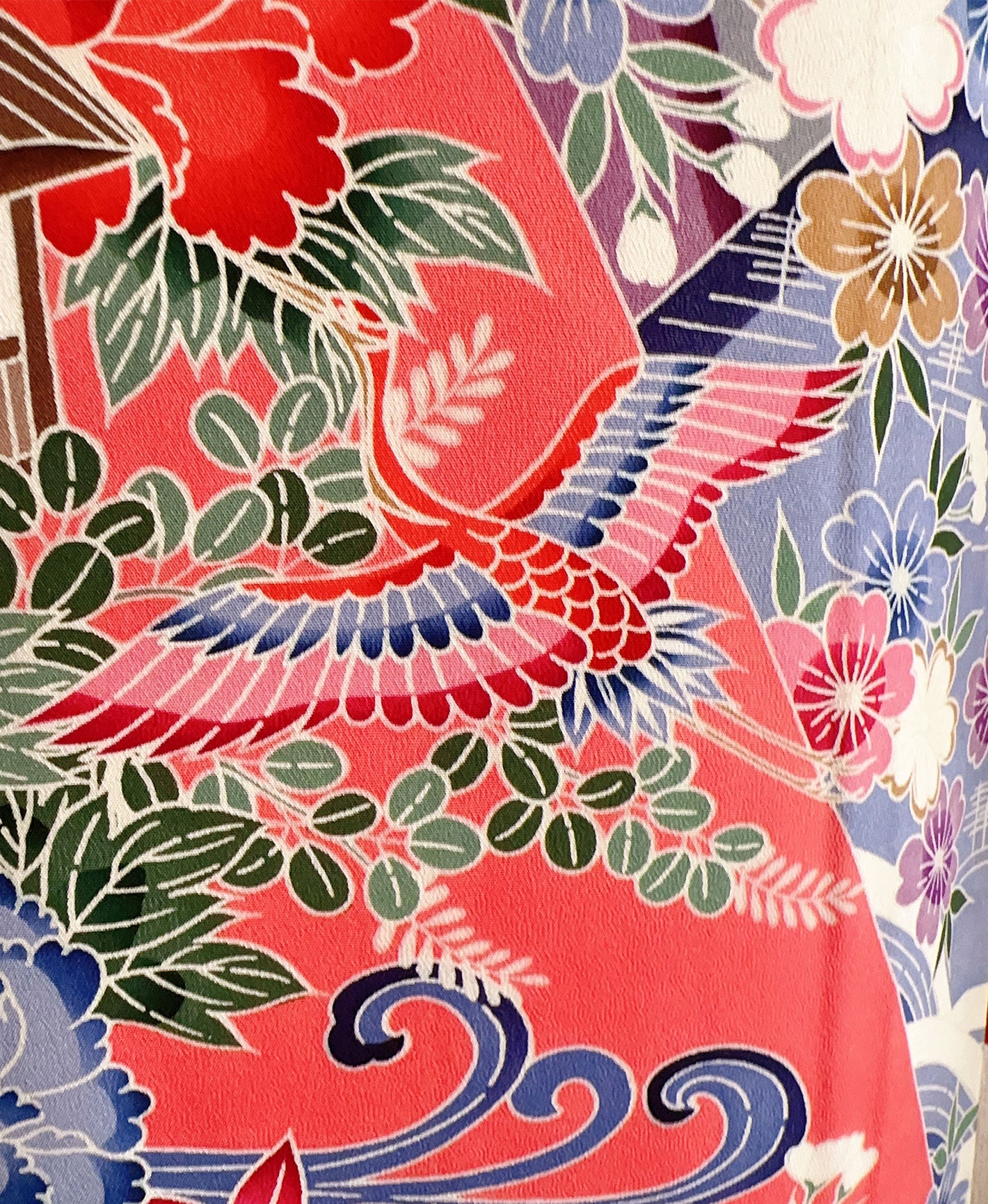 紫水晶 灰系 紅型 手描き 垂枝れ桜 花鳥 風景 振袖 着物レンタル