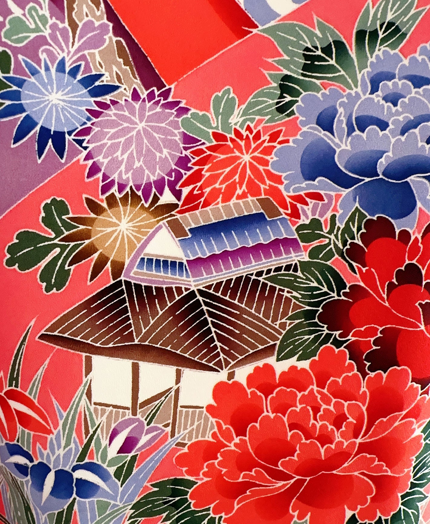 紫水晶 灰系 紅型 手描き 垂枝れ桜 花鳥 風景 振袖 着物レンタル