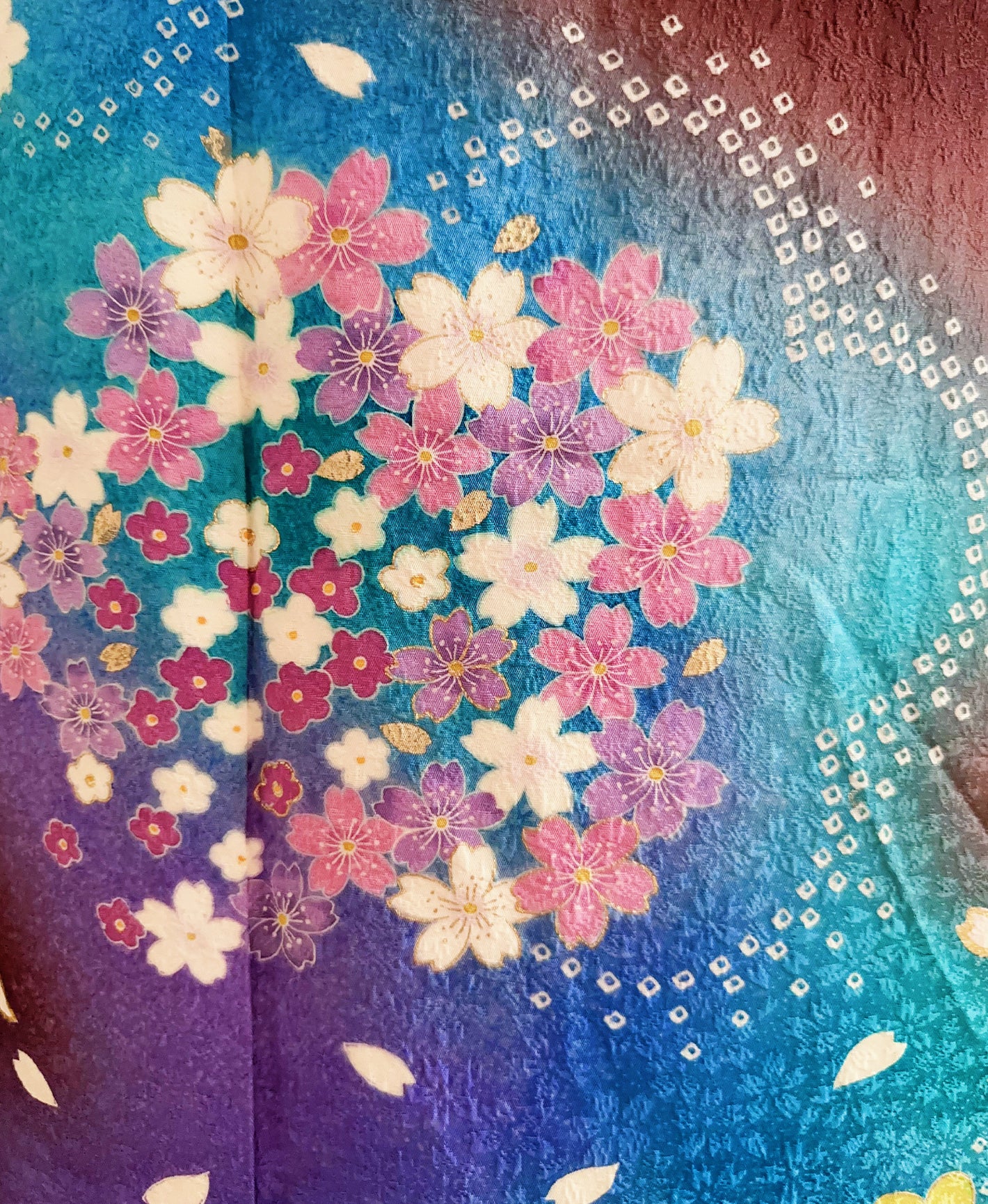 赤墨 黒系 暈し染め 手描き 垂枝れ桜 花吹雪 振袖 着物レンタル 成人式振袖