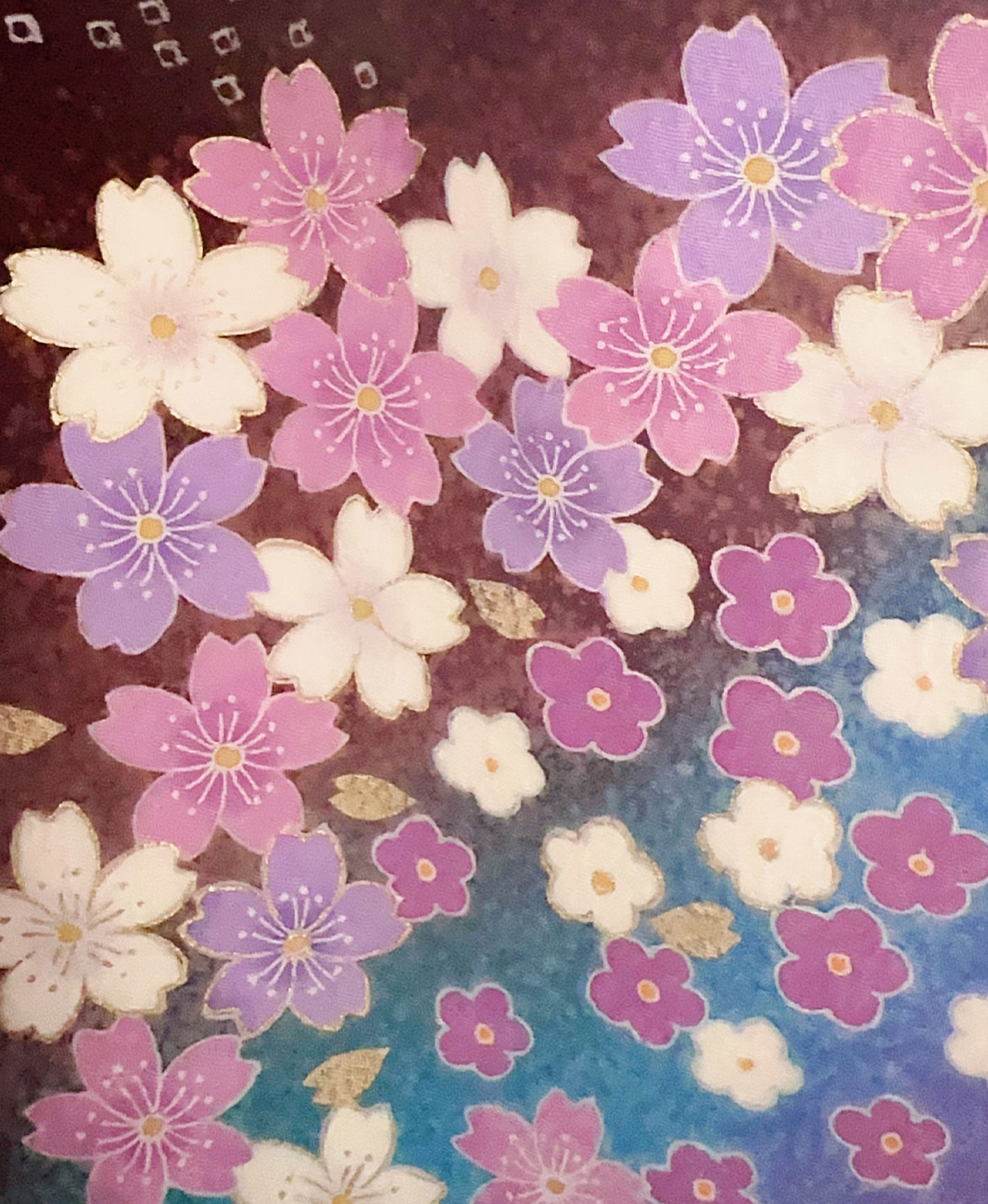 赤墨 黒系 暈し染め 手描き 垂枝れ桜 花吹雪 振袖 着物レンタル 成人式振袖
