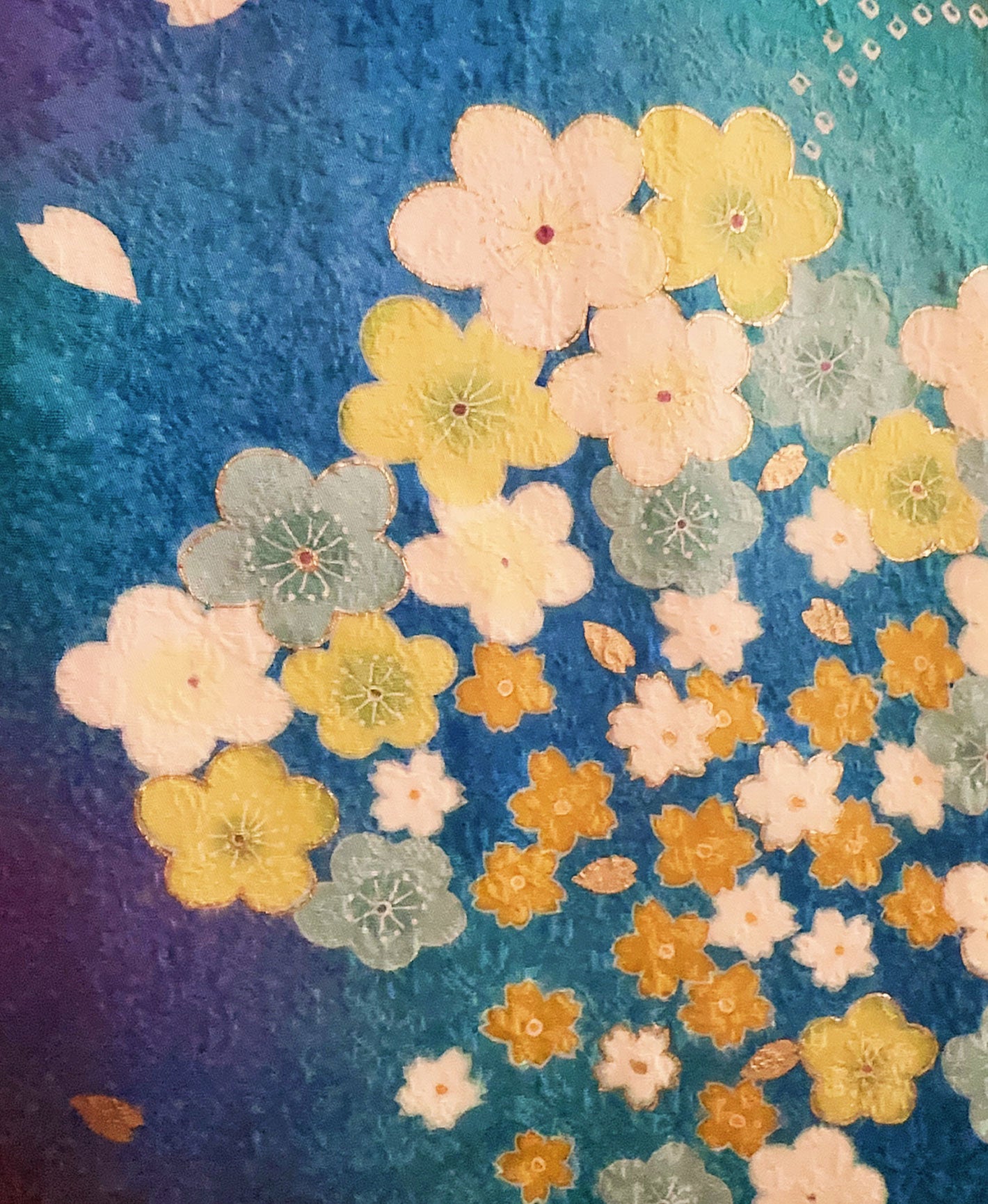 赤墨 黒系 暈し染め 手描き 垂枝れ桜 花吹雪 振袖 着物レンタル 成人式振袖